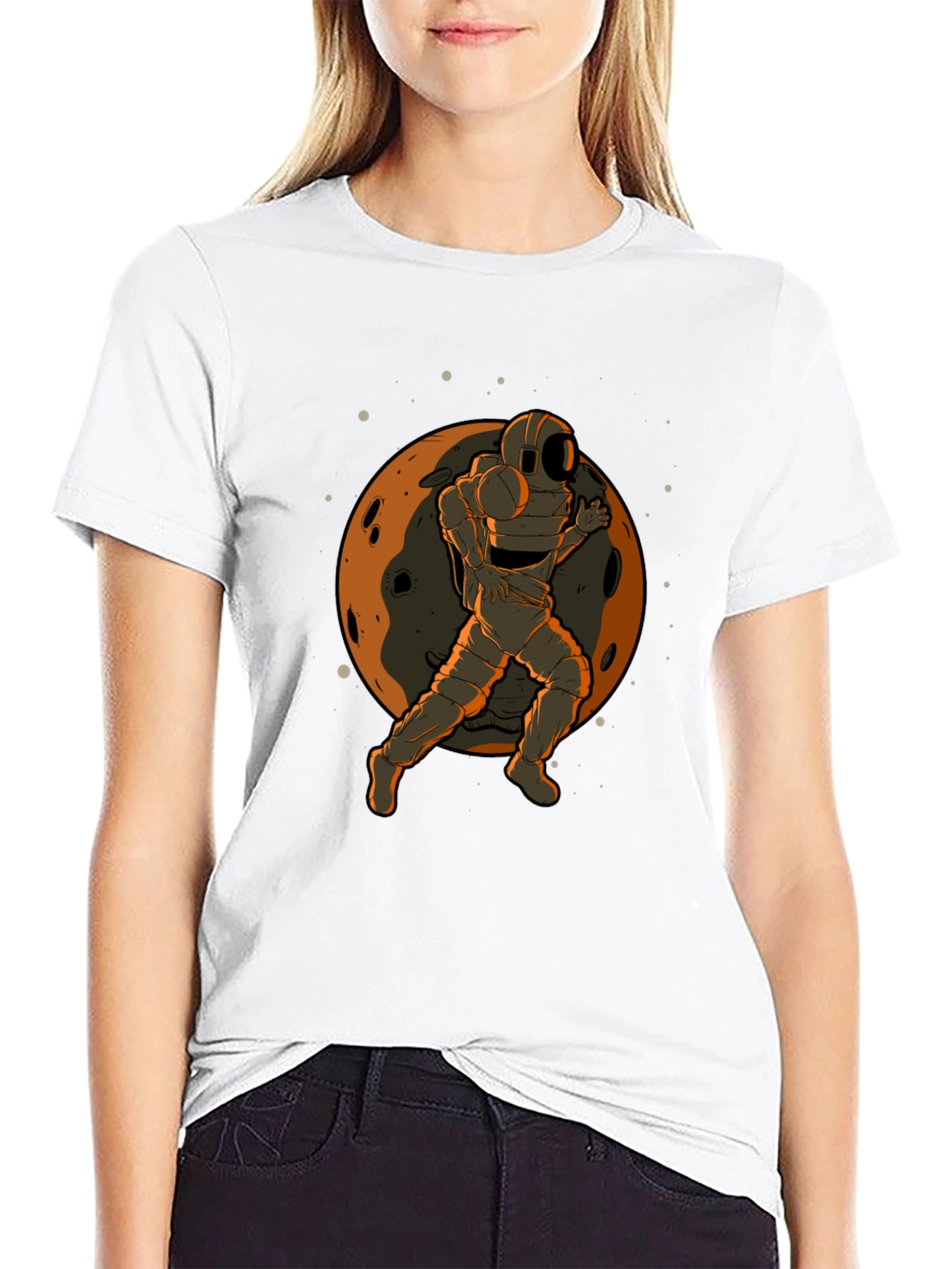 Astronaut Moon Graphic Black T-Shirt