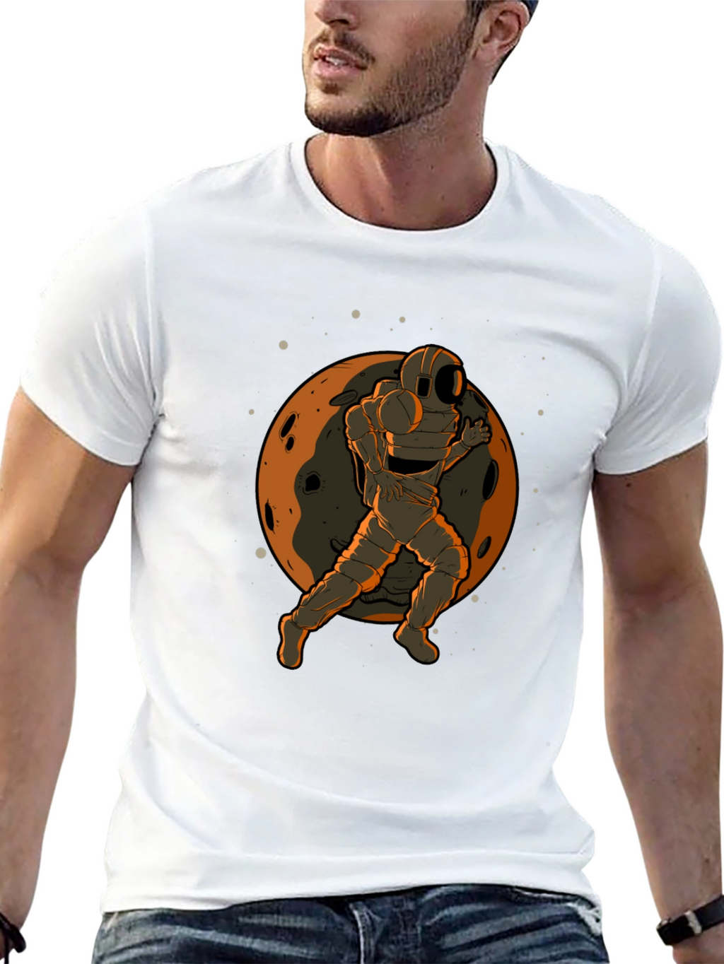Astronaut Moon Graphic Black T-Shirt