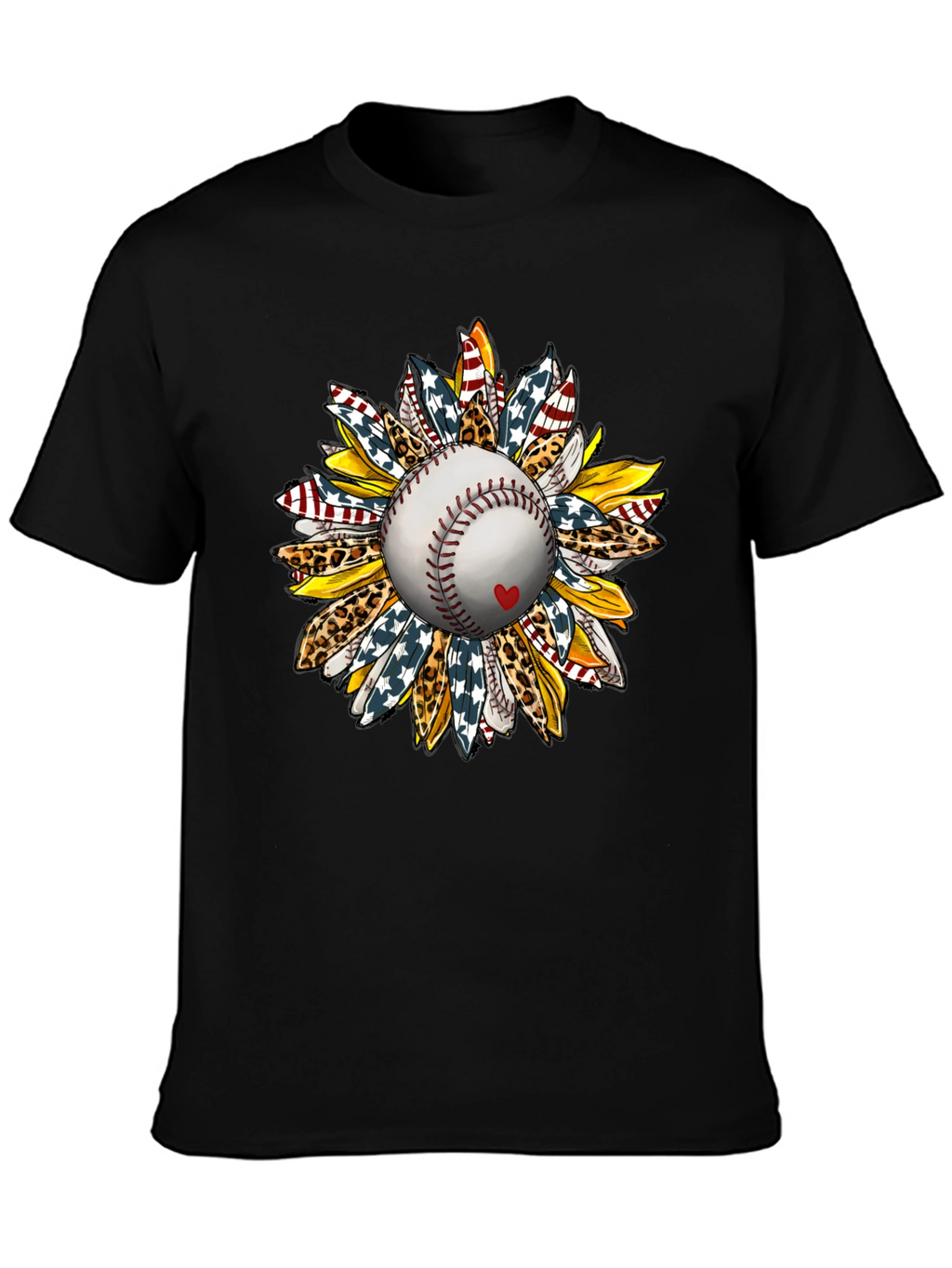 Baseball Sunflower Graphic T-Shirt