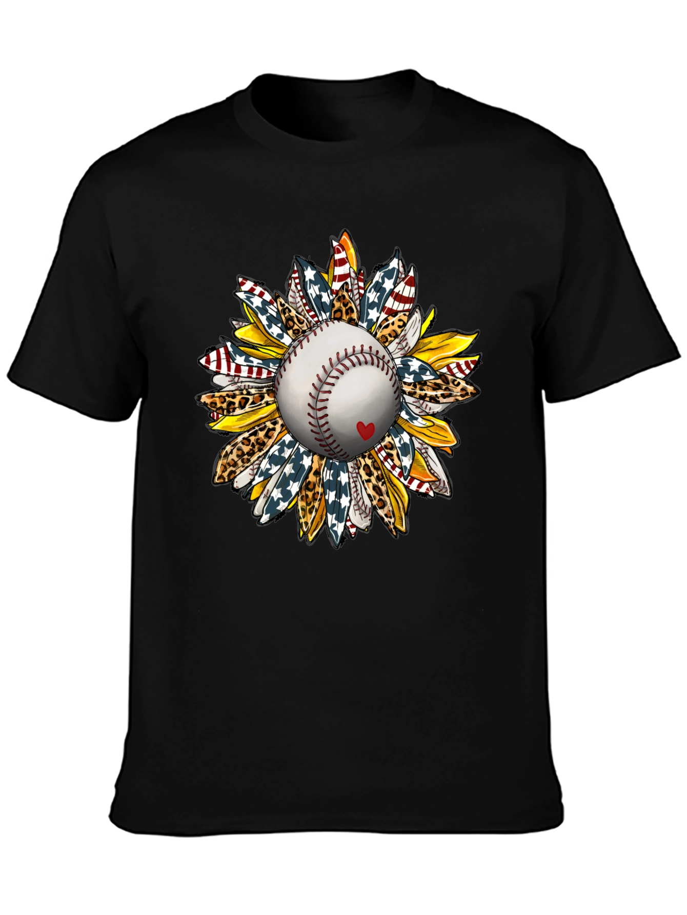 Baseball Sunflower Graphic T-Shirt