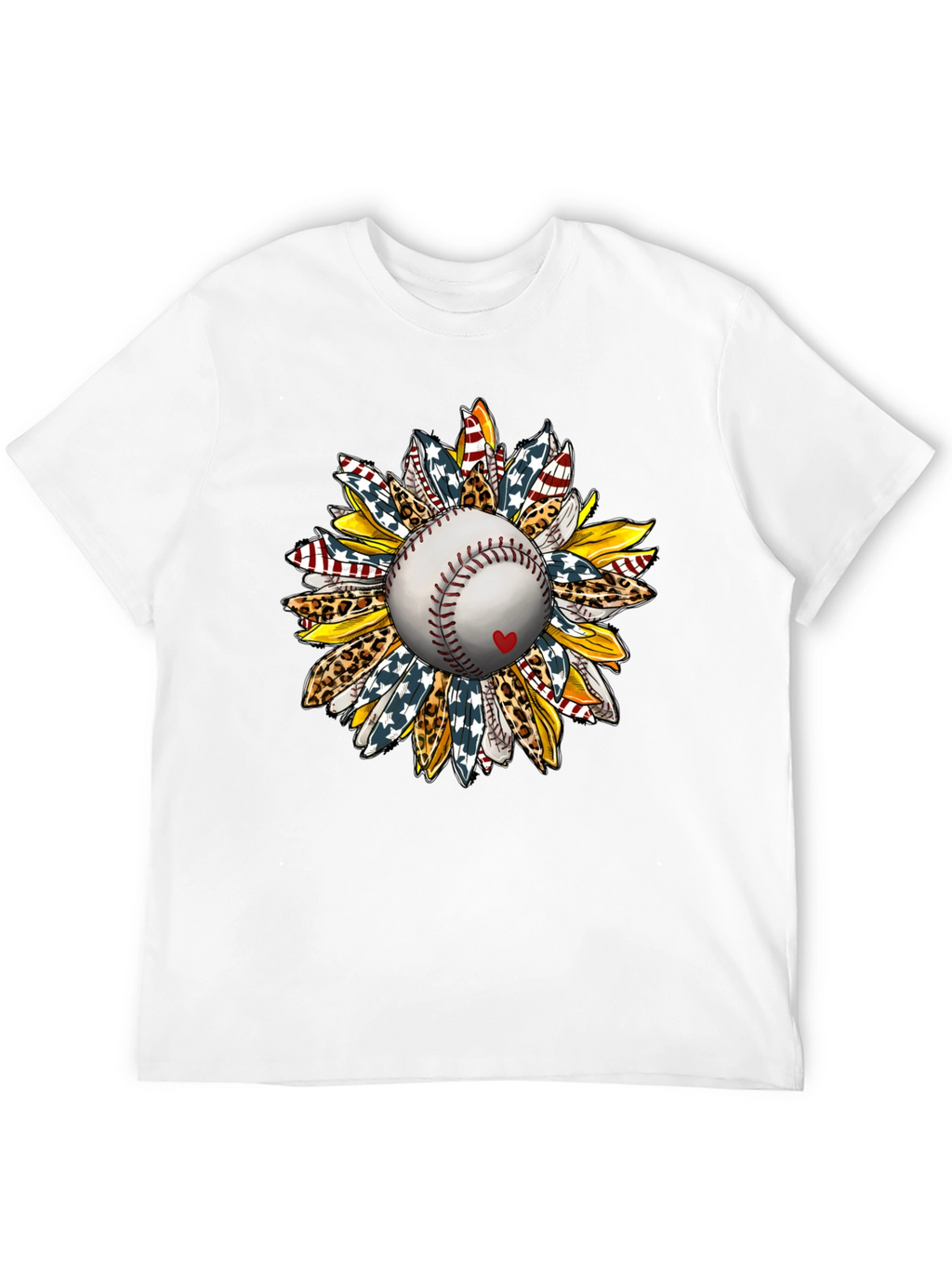 Baseball Sunflower Graphic T-Shirt