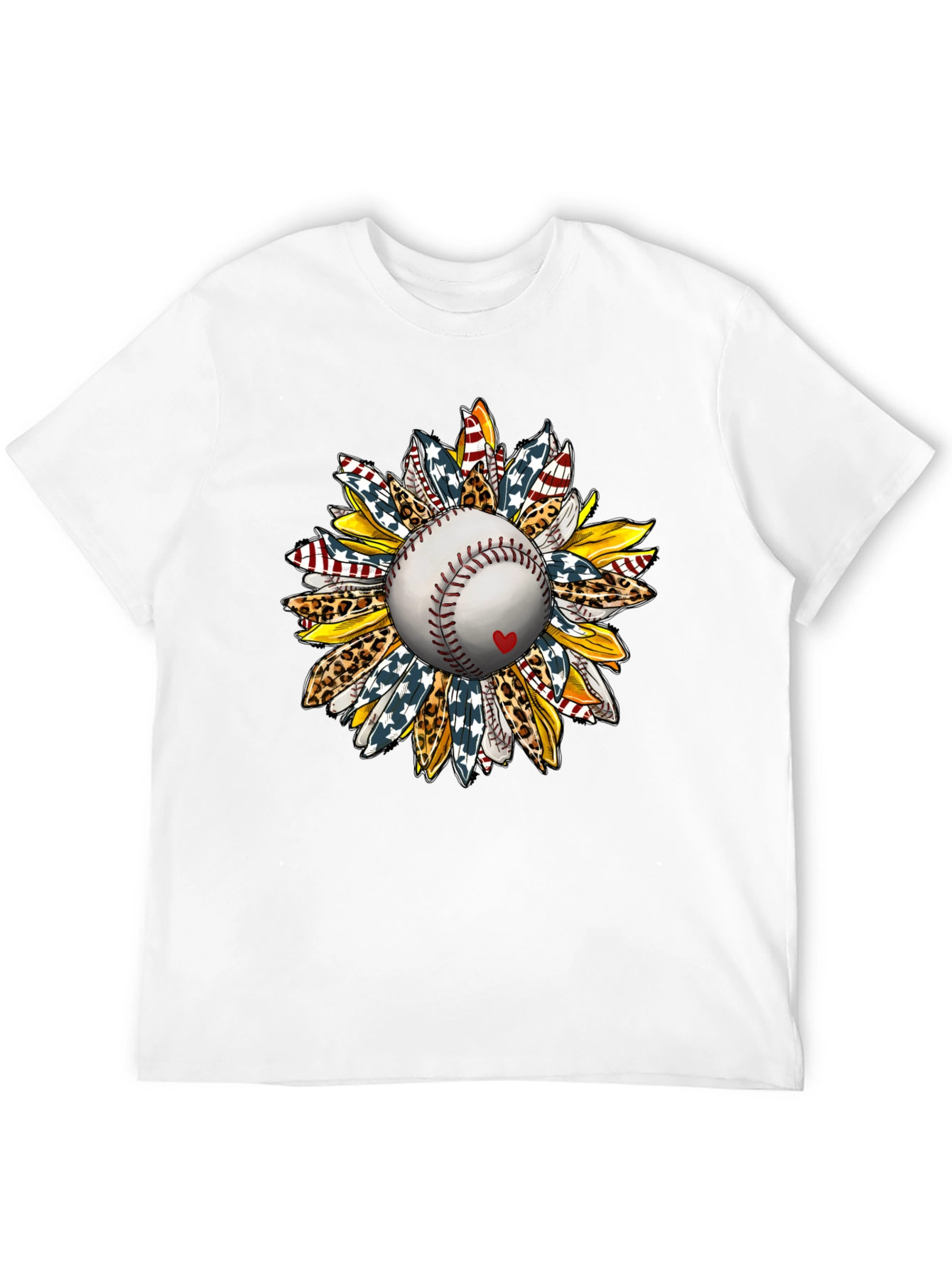 Baseball Sunflower Graphic T-Shirt