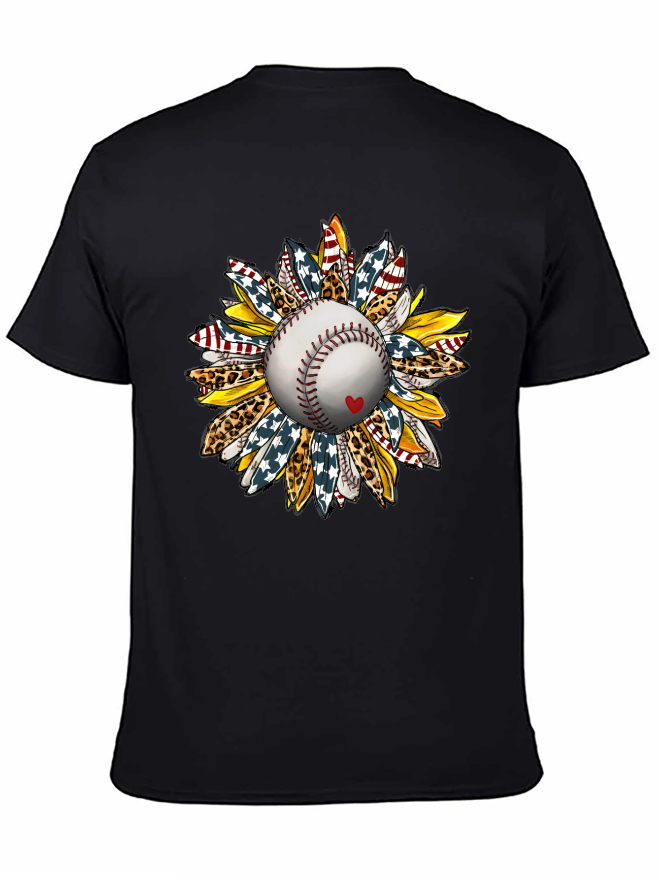 Baseball Sunflower Graphic T-Shirt