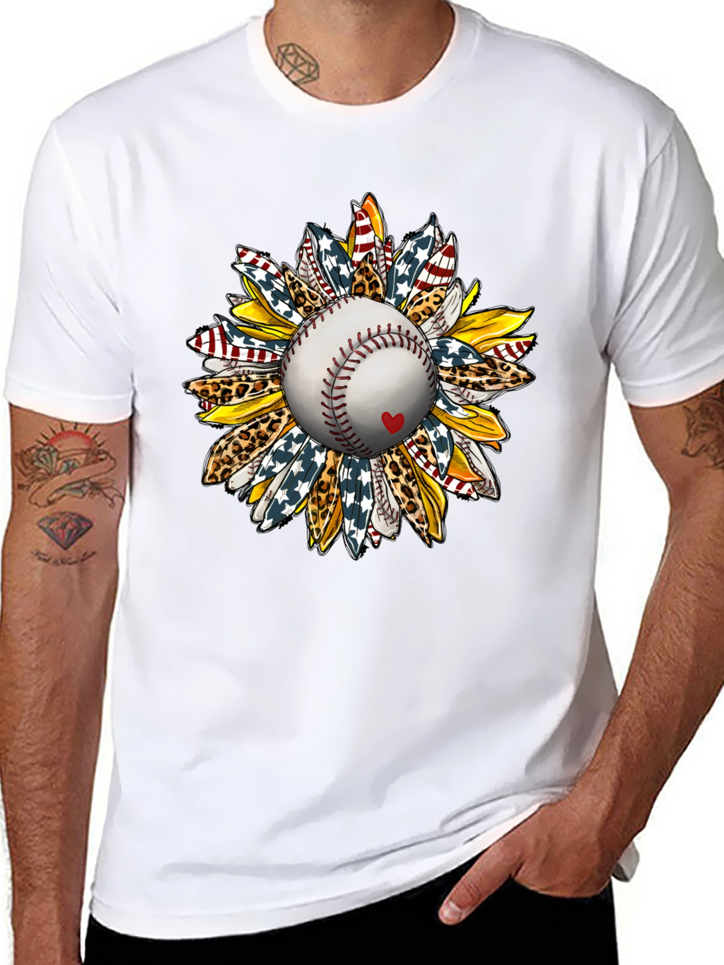 Baseball Sunflower Graphic T-Shirt