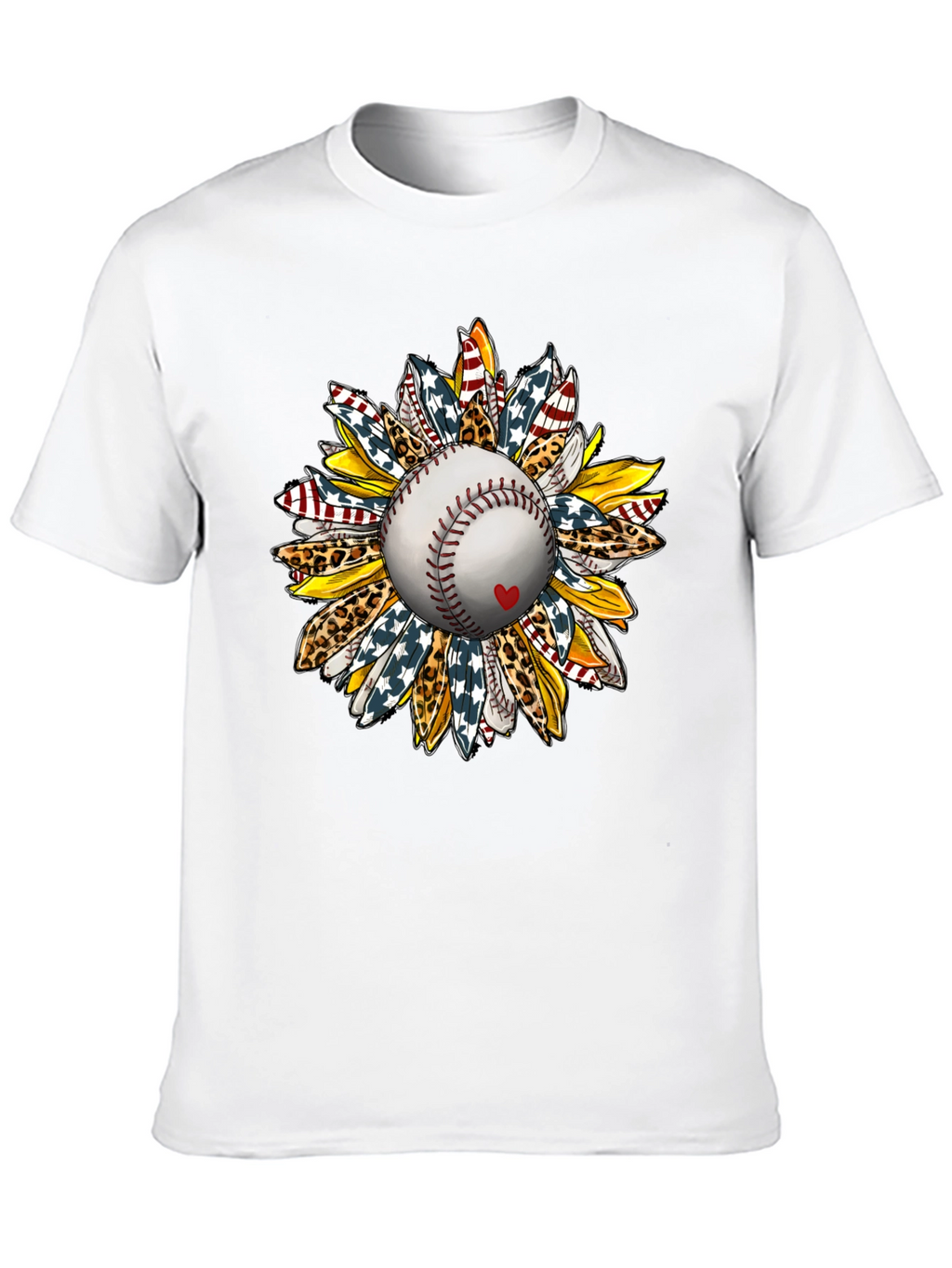 Baseball Sunflower Graphic T-Shirt