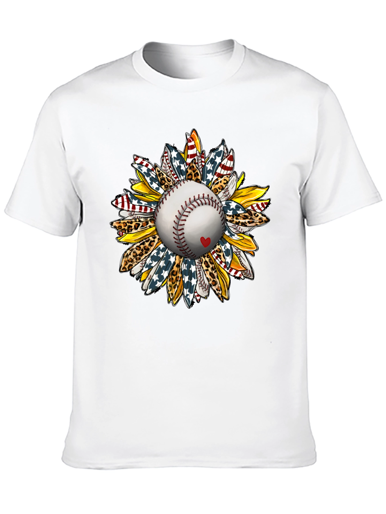 Baseball Sunflower Graphic T-Shirt