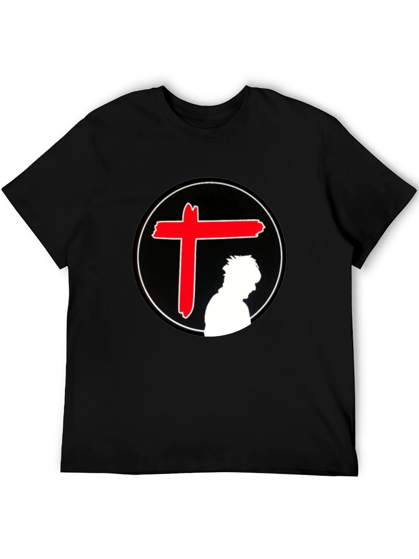 Edgy Graphic T-Shirt - Red Cross Silhouette