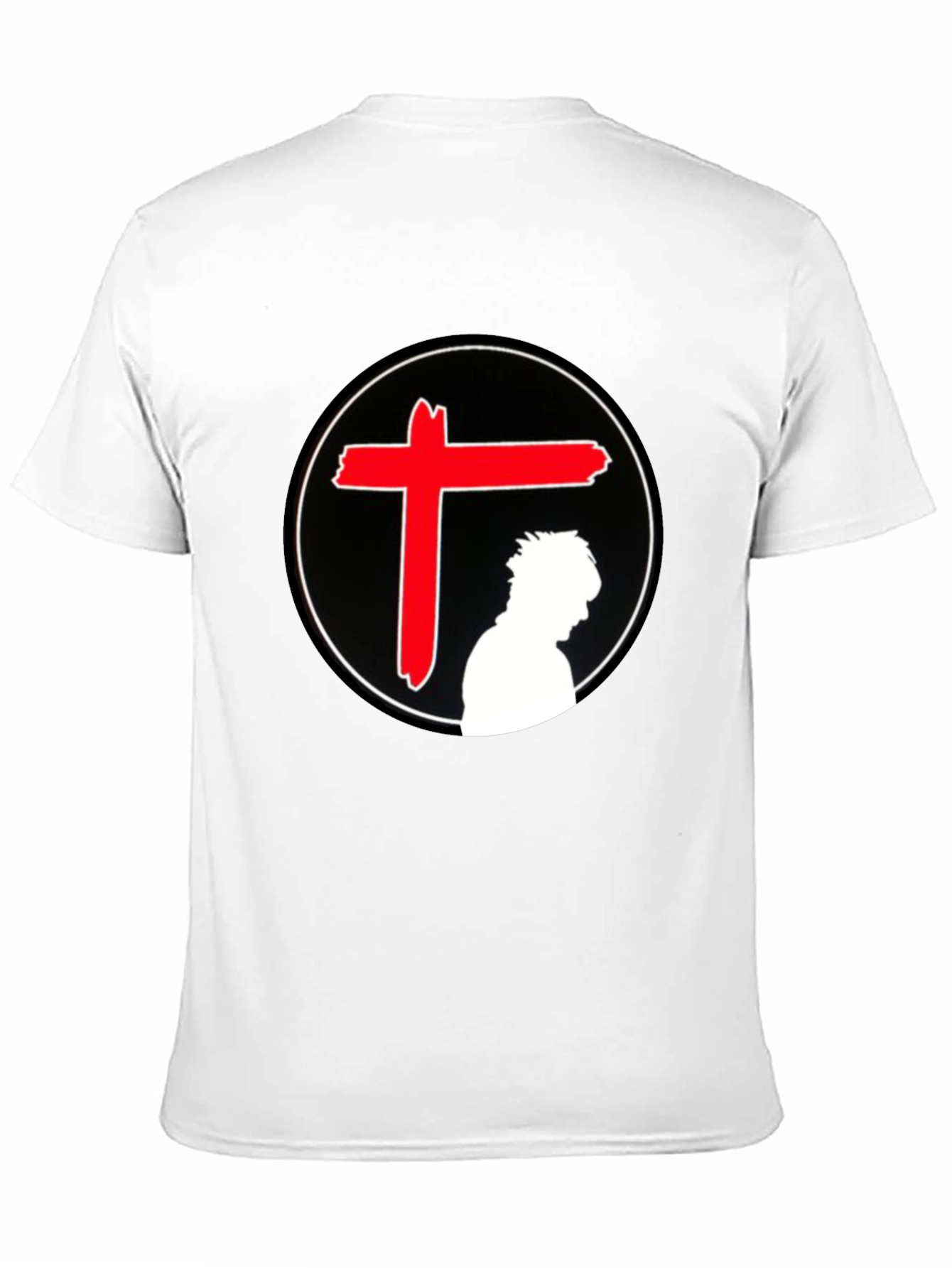 Edgy Graphic T-Shirt - Red Cross Silhouette