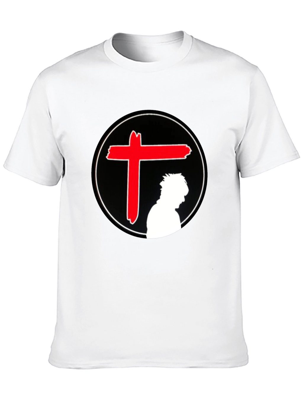 Edgy Graphic T-Shirt - Red Cross Silhouette