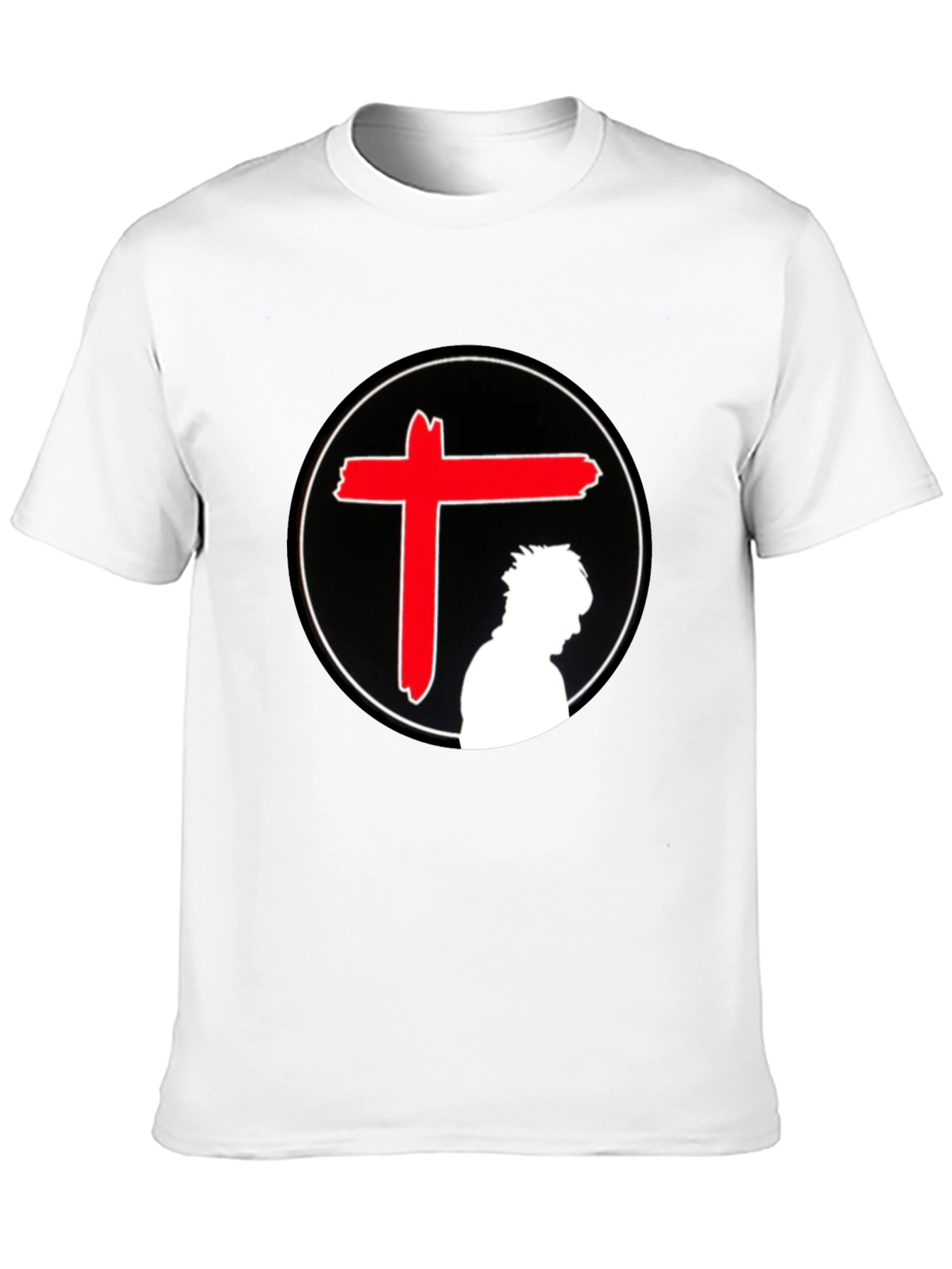 Edgy Graphic T-Shirt - Red Cross Silhouette