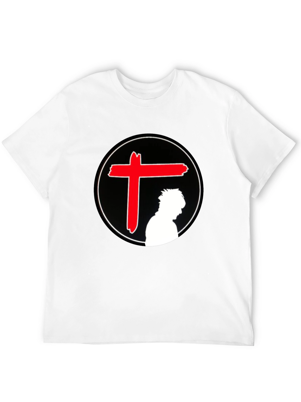 Edgy Graphic T-Shirt - Red Cross Silhouette