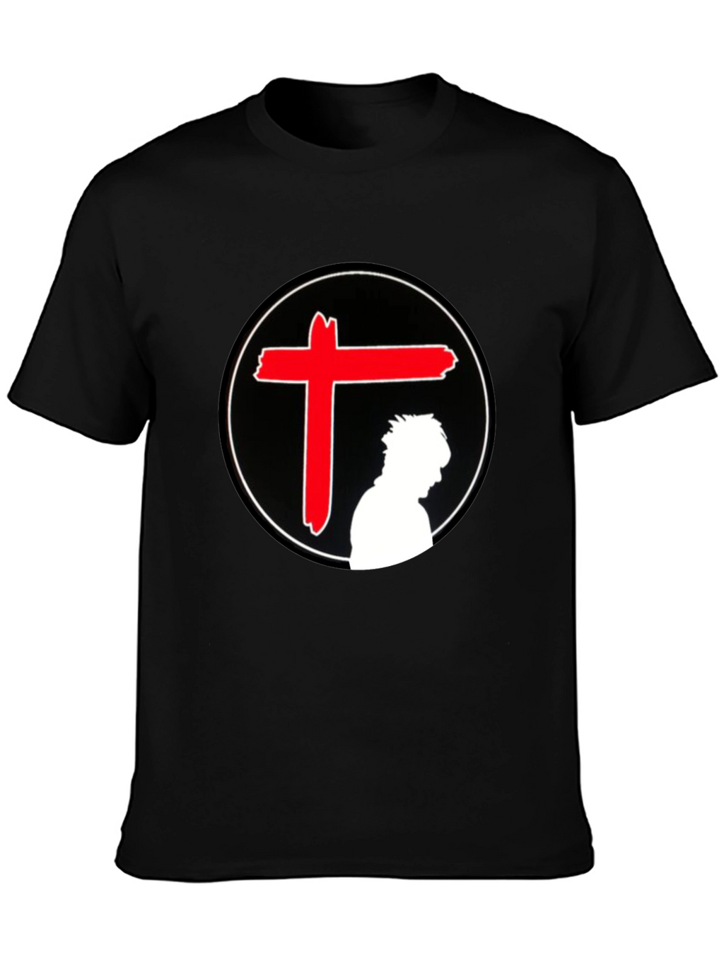 Edgy Graphic T-Shirt - Red Cross Silhouette