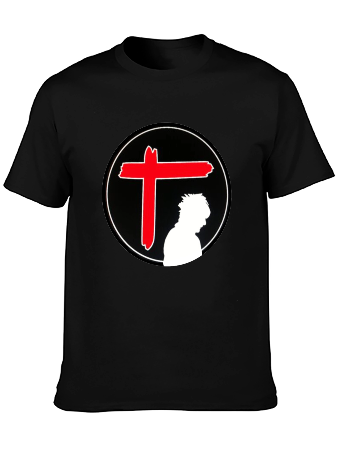 Edgy Graphic T-Shirt - Red Cross Silhouette