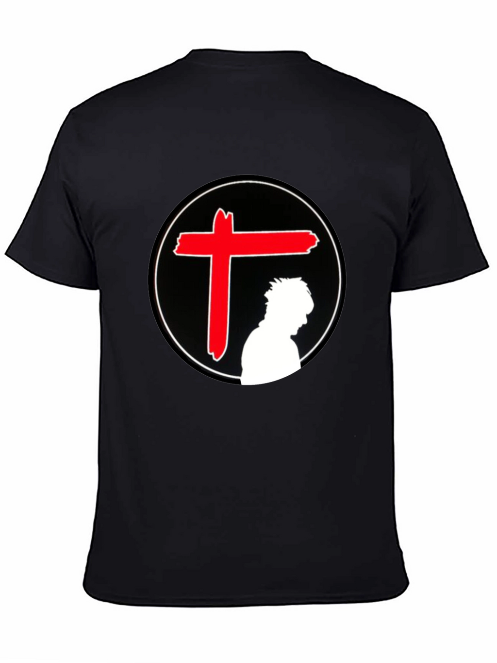 Edgy Graphic T-Shirt - Red Cross Silhouette
