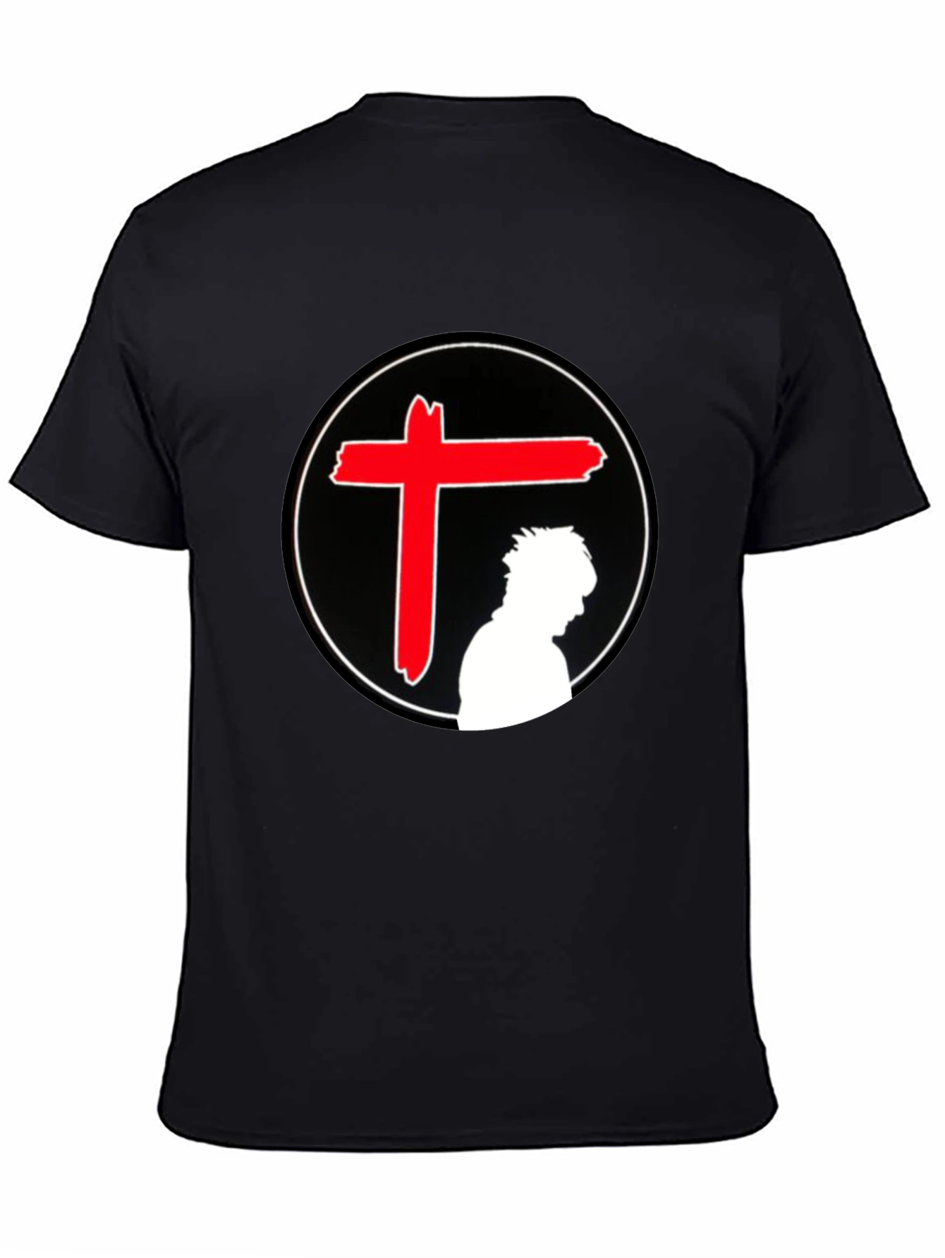 Edgy Graphic T-Shirt - Red Cross Silhouette