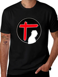 Edgy Graphic T-Shirt - Red Cross Silhouette