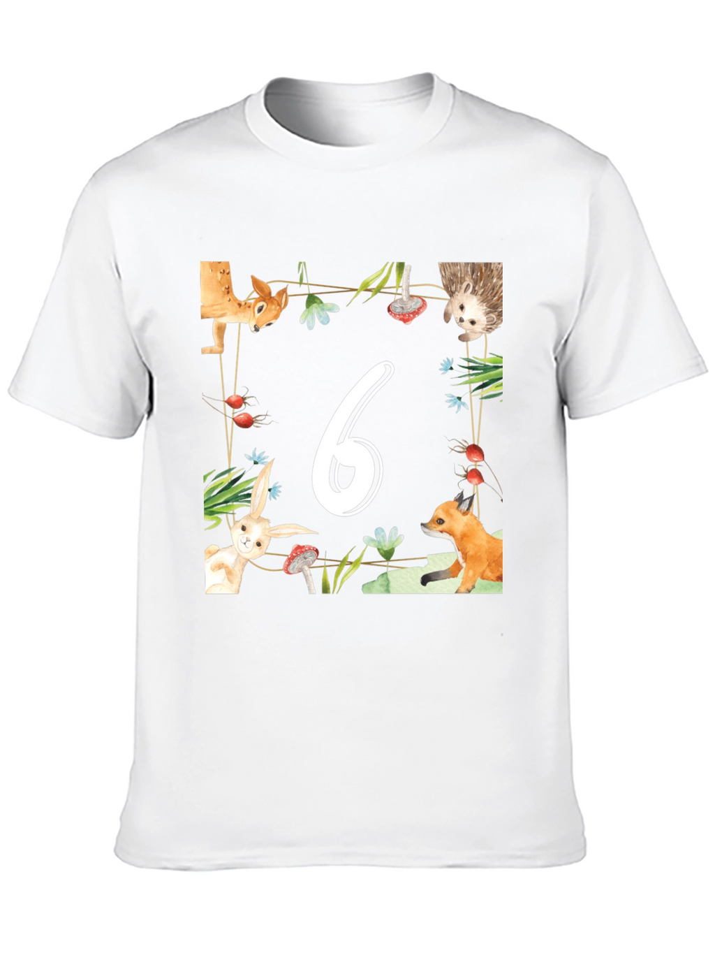 Birthday Number Six Forest Animal T-Shirt