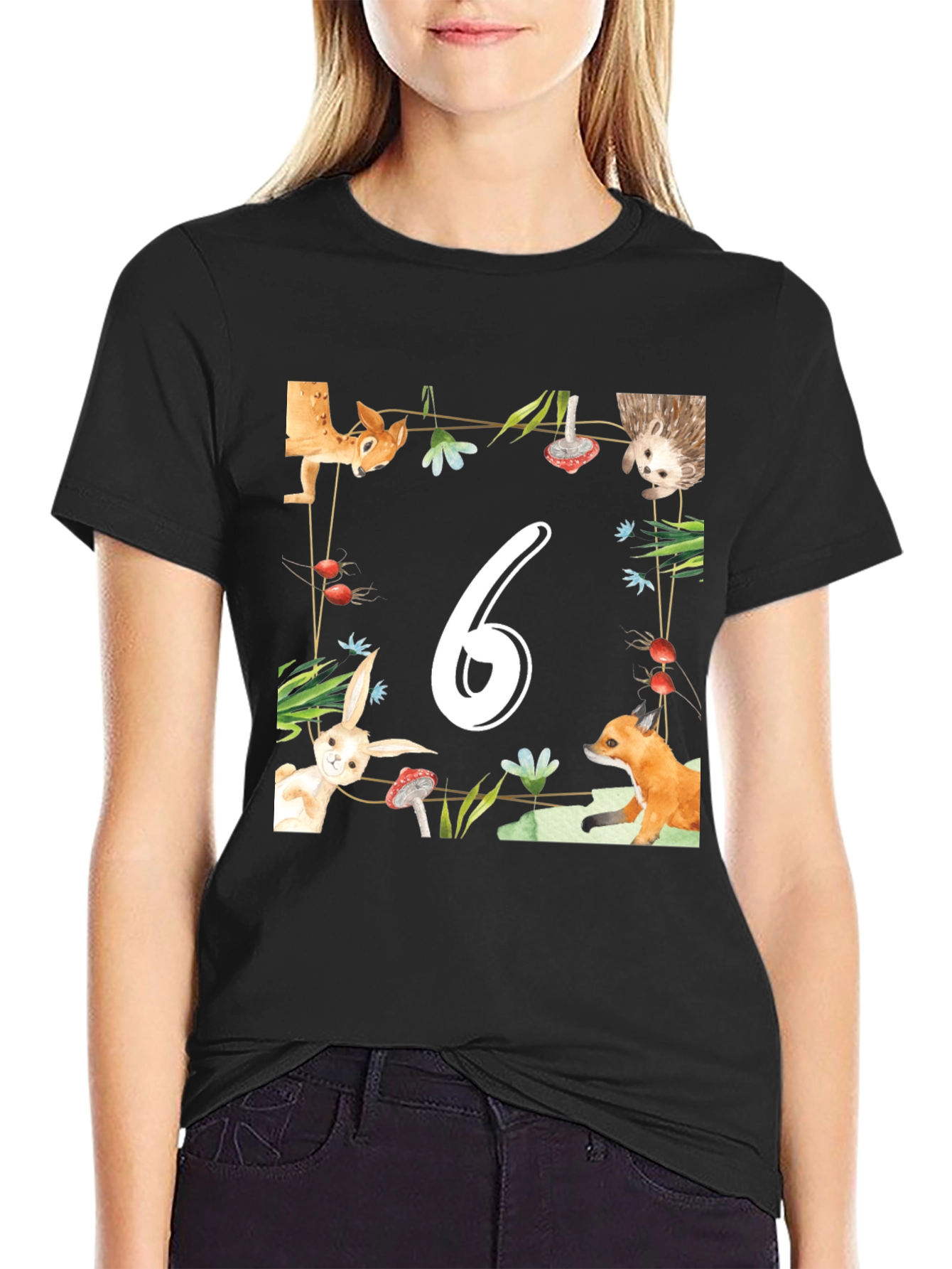 Birthday Number Six Forest Animal T-Shirt