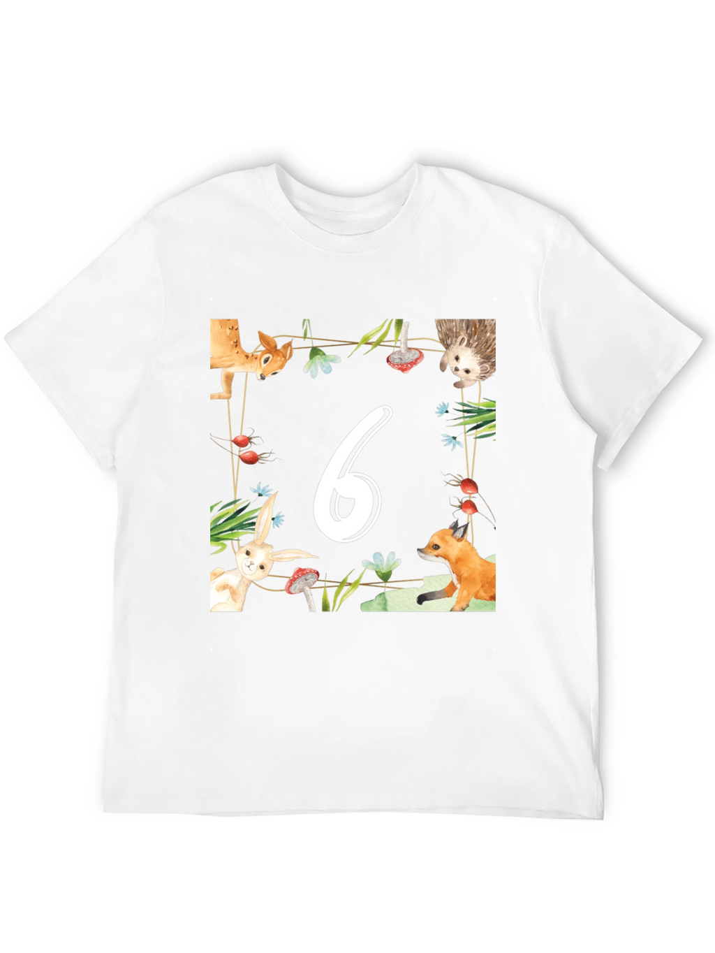 Birthday Number Six Forest Animal T-Shirt