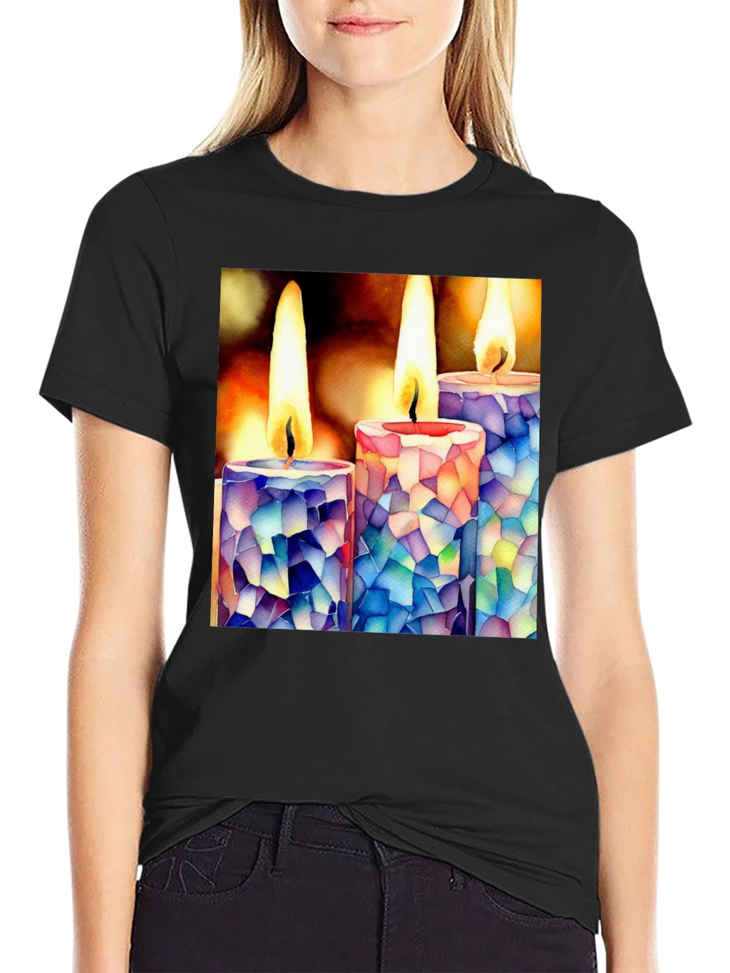 Mosaic Candle T-Shirt: Unique Artistic Design
