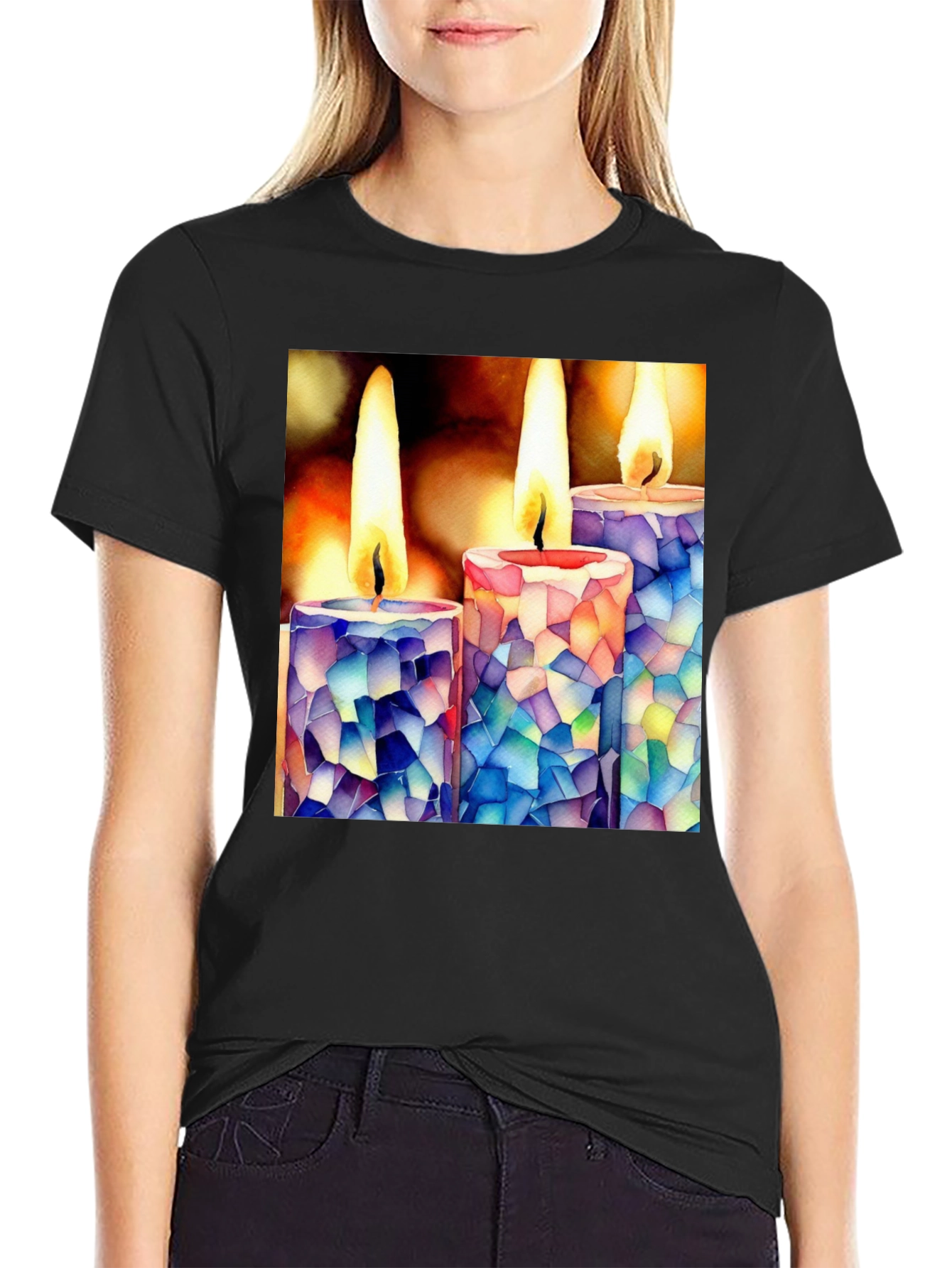 Mosaic Candle T-Shirt: Unique Artistic Design