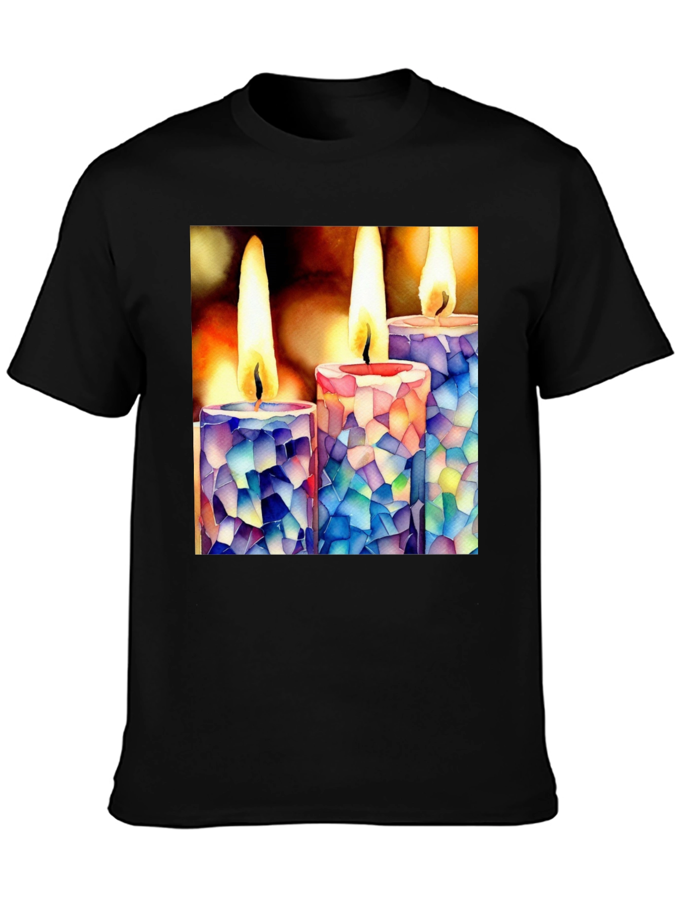 Mosaic Candle T-Shirt: Unique Artistic Design