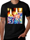 Mosaic Candle T-Shirt: Unique Artistic Design