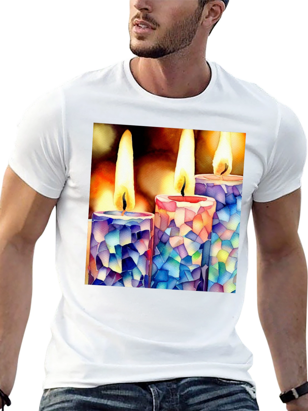 Mosaic Candle T-Shirt: Unique Artistic Design