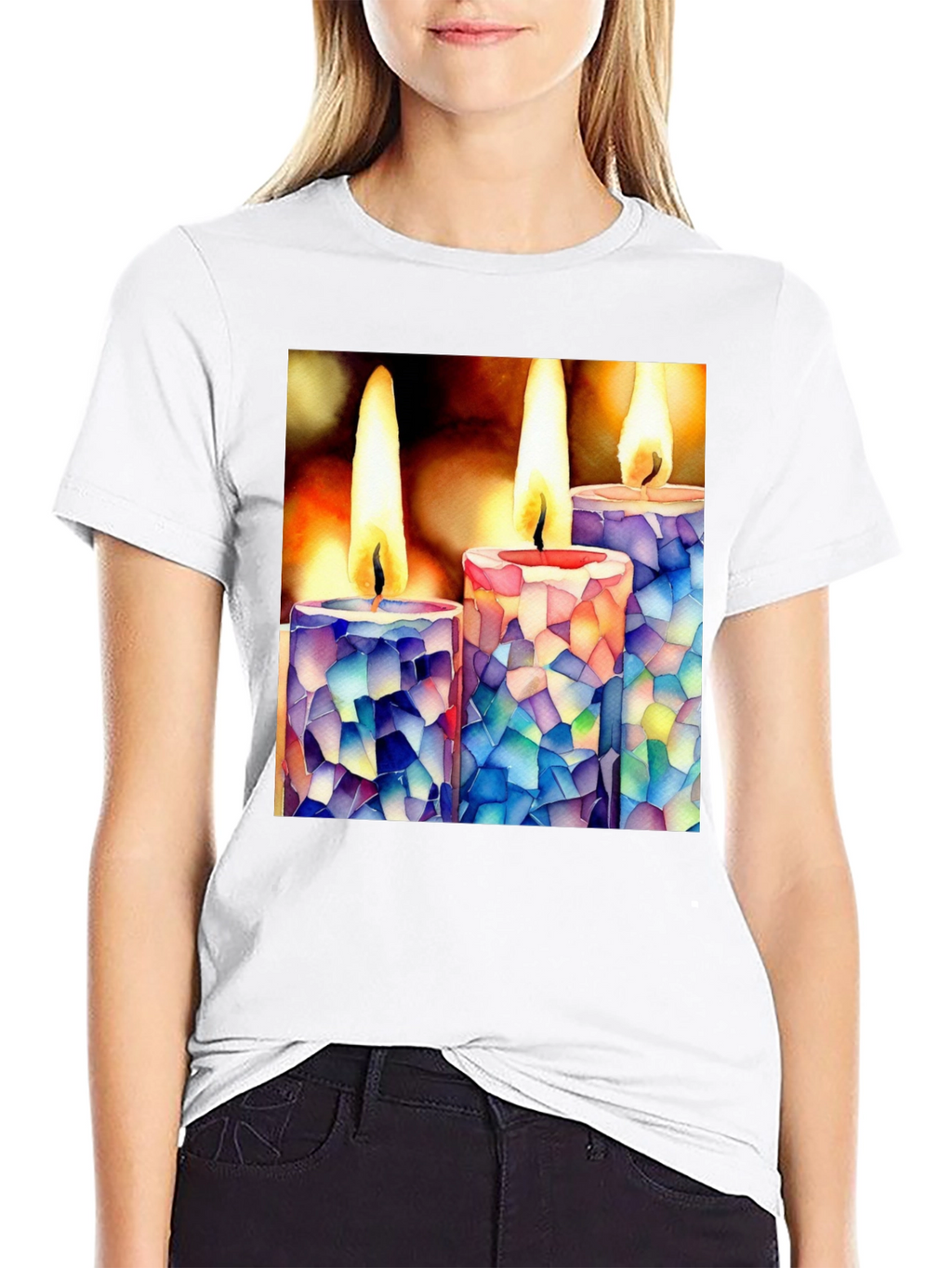 Mosaic Candle T-Shirt: Unique Artistic Design