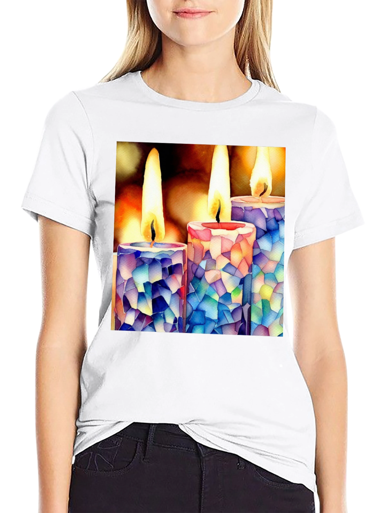 Mosaic Candle T-Shirt: Unique Artistic Design