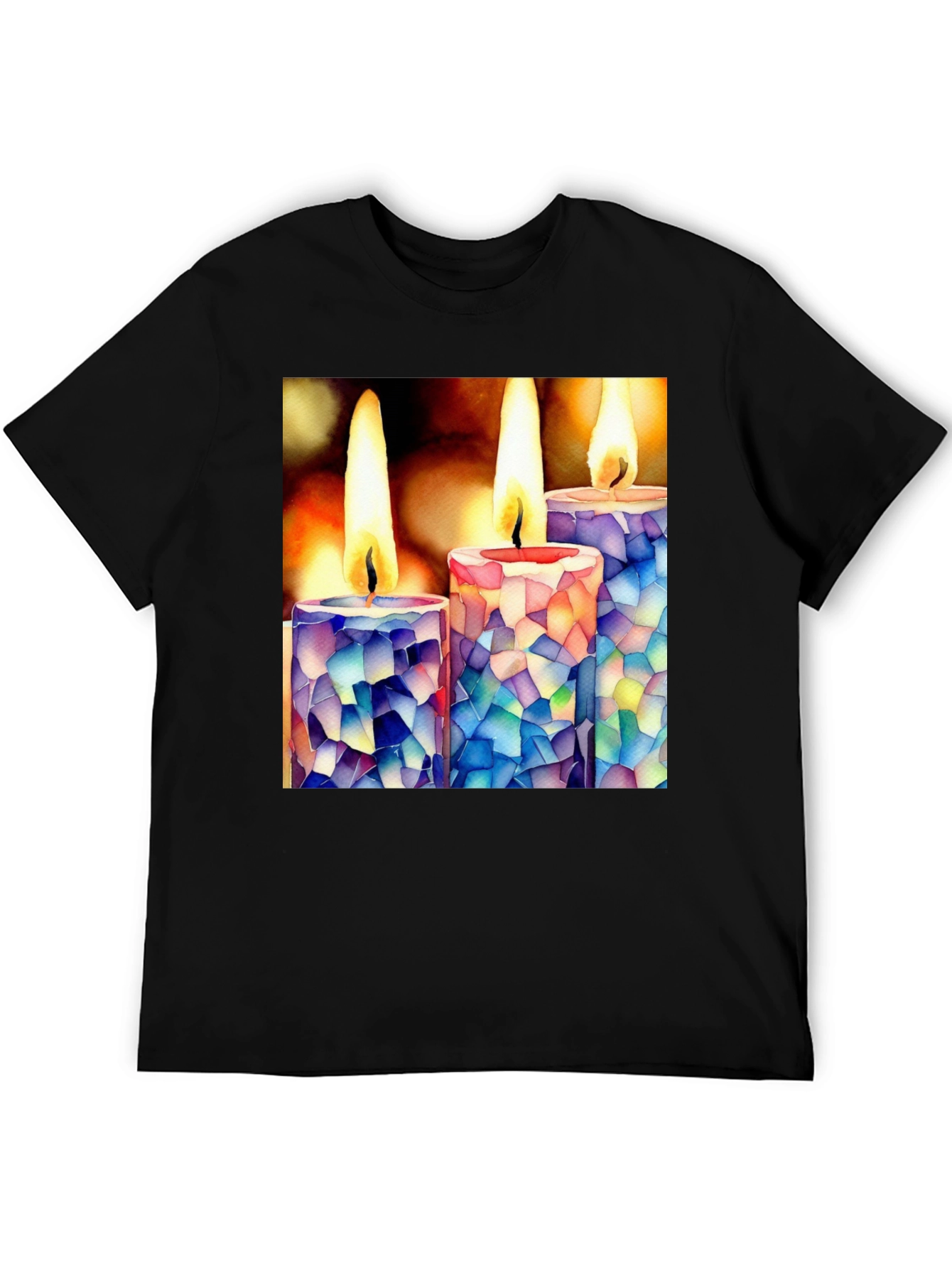Mosaic Candle T-Shirt: Unique Artistic Design