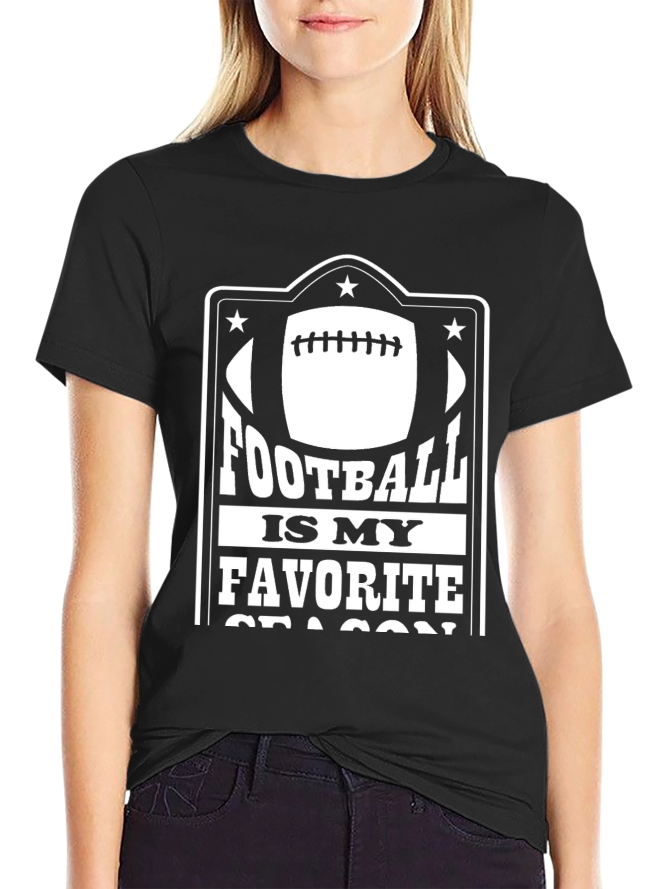 Football Is My Favorite Season Black T-Shirt