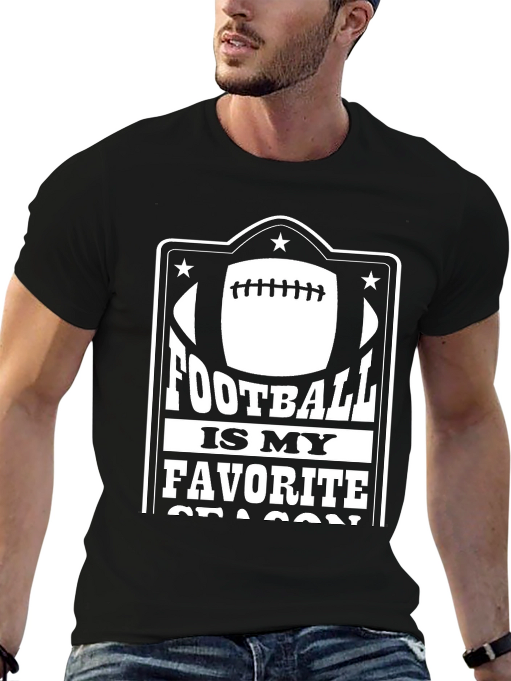 Football Is My Favorite Season Black T-Shirt