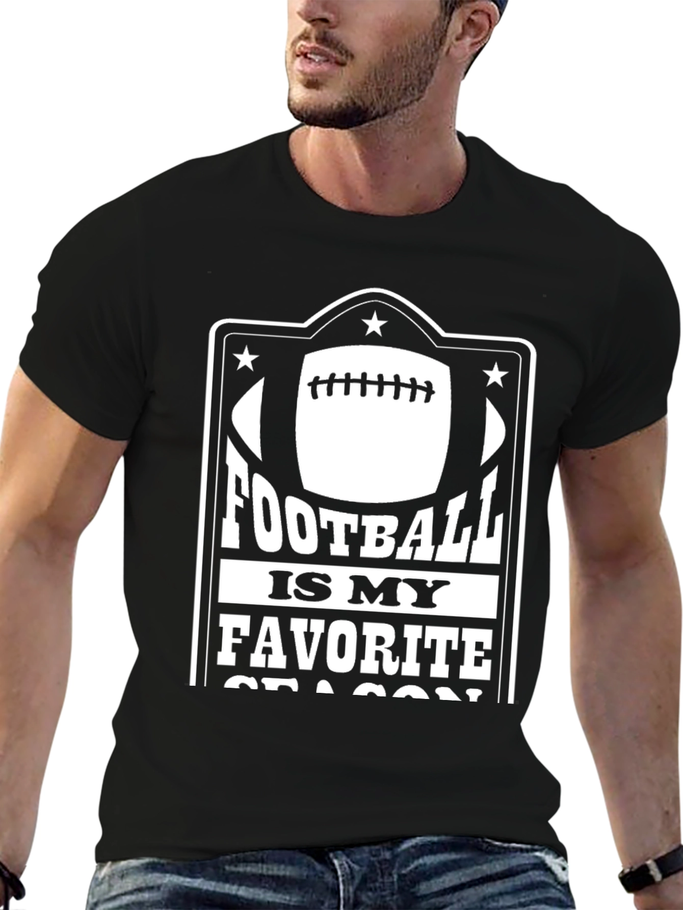 Football Is My Favorite Season Black T-Shirt