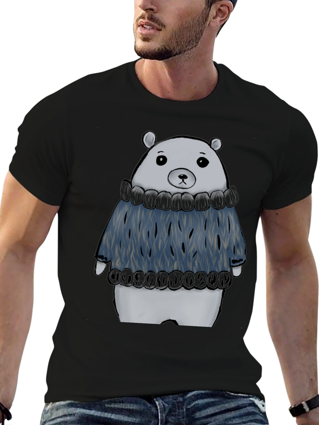 Sweater-Clad Bear Graphic T-Shirt