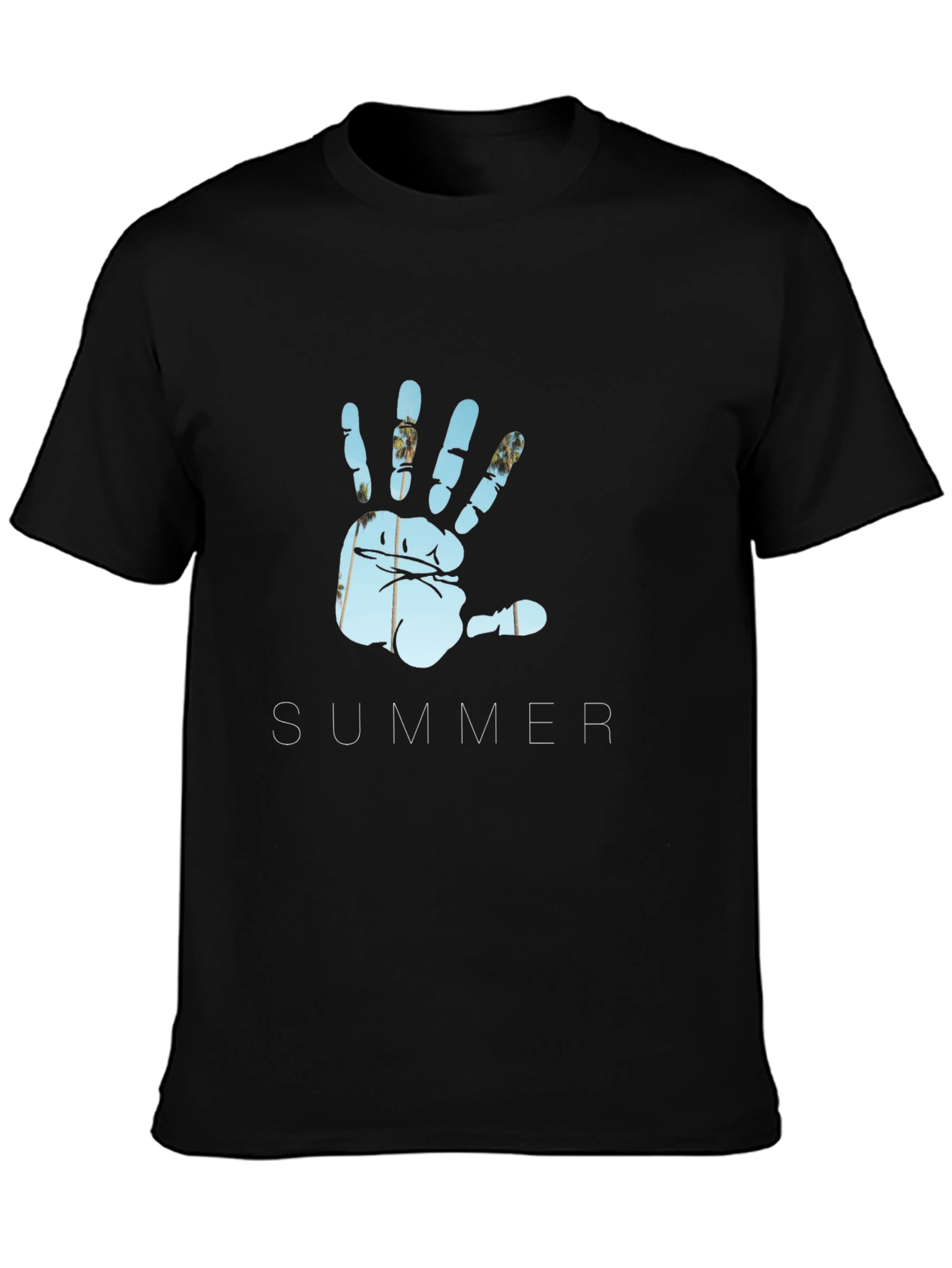 Summer Hand Print Black T-Shirt