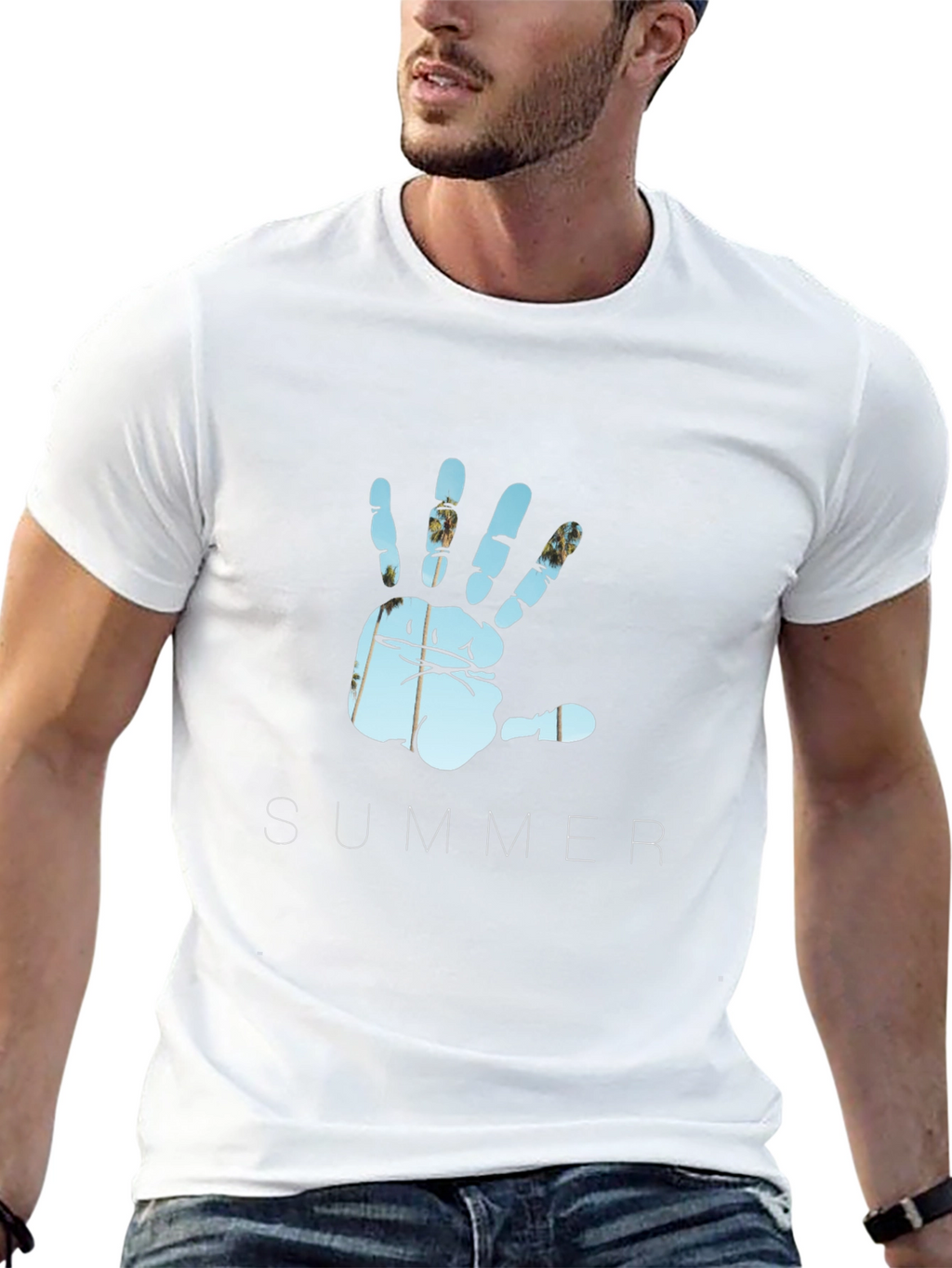 Summer Hand Print Black T-Shirt