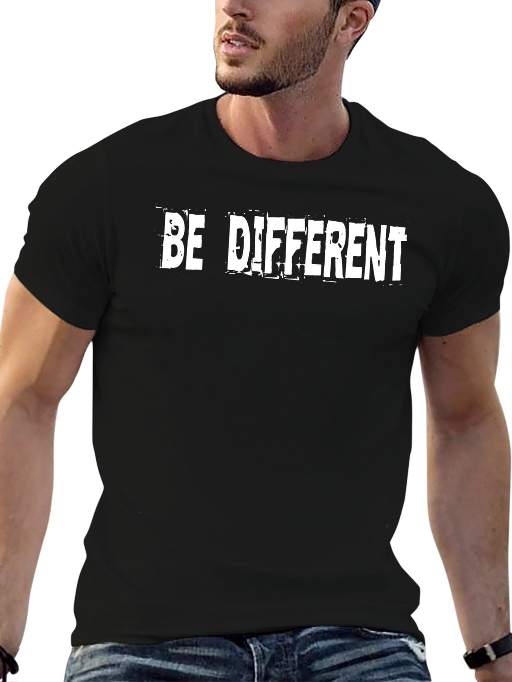 Be Different Black Graphic T-Shirt