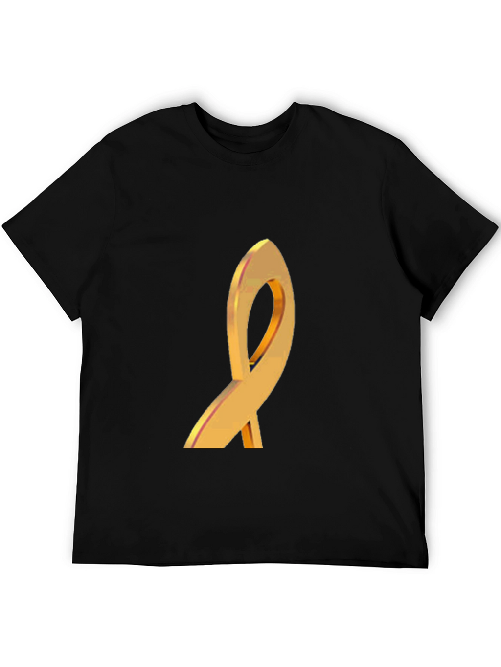 Gold Ribbon Graphic Black T-Shirt