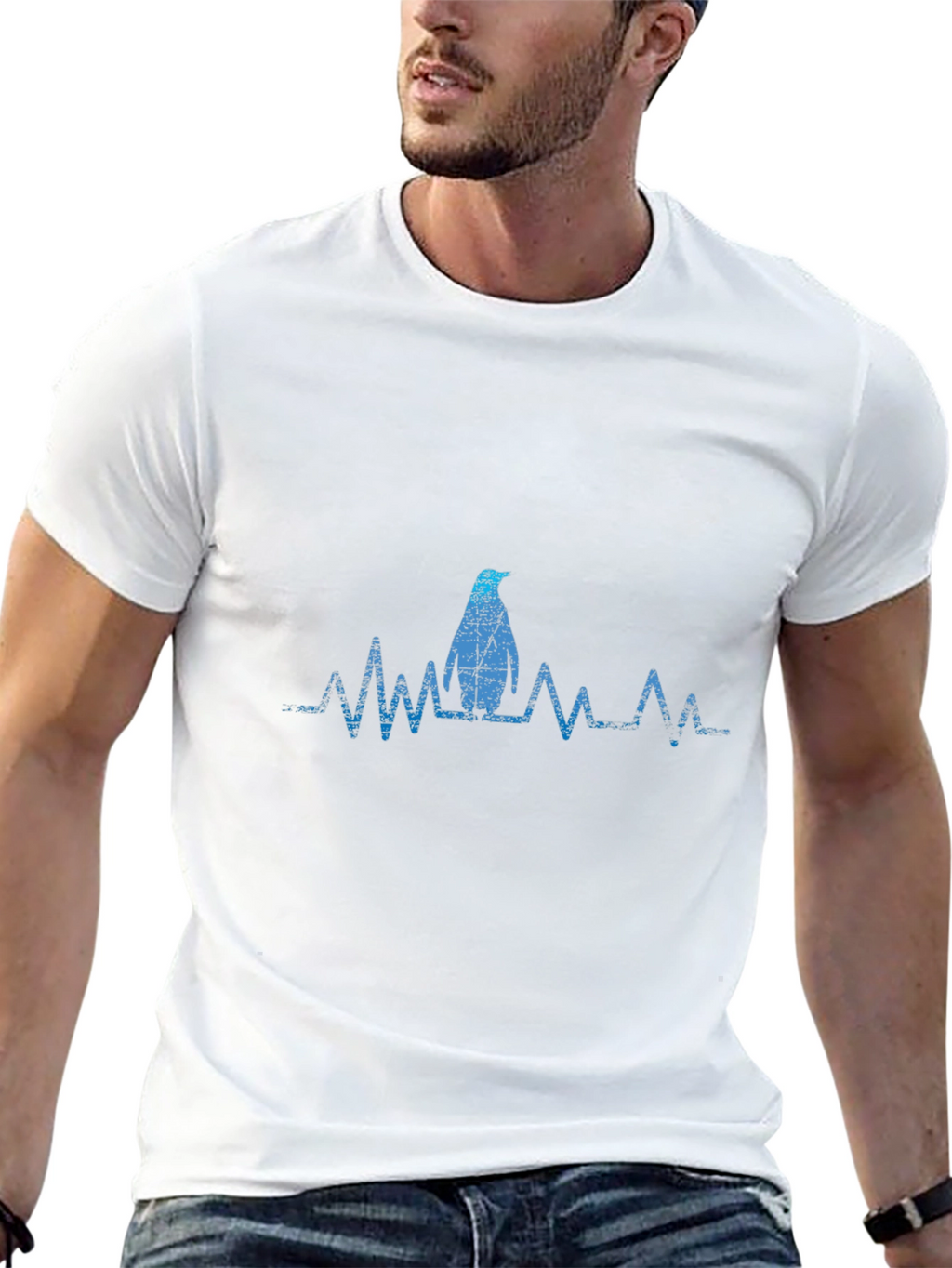 Penguin Heartbeat Graphic Tee - Cool Casual Style