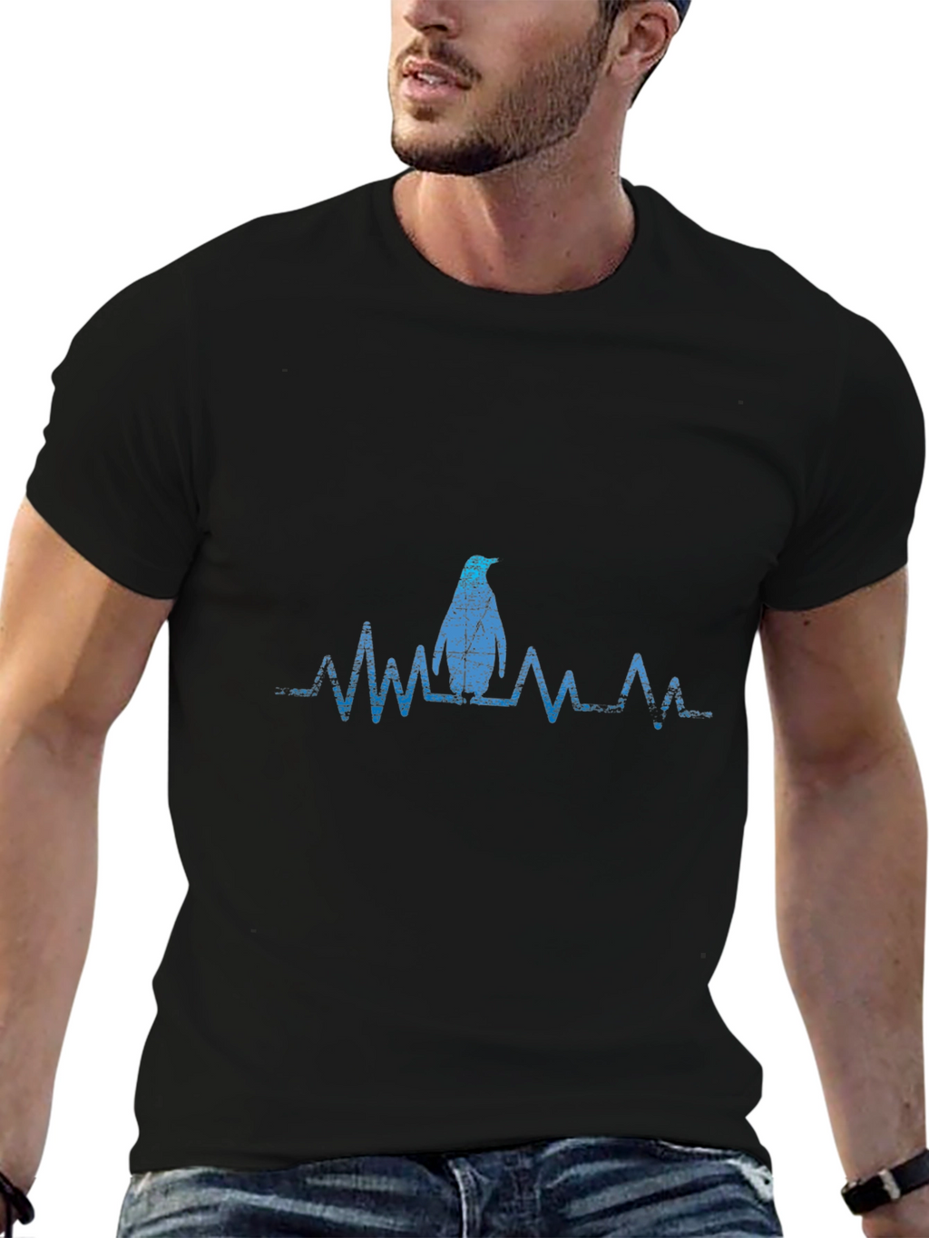 Penguin Heartbeat Graphic Tee - Cool Casual Style
