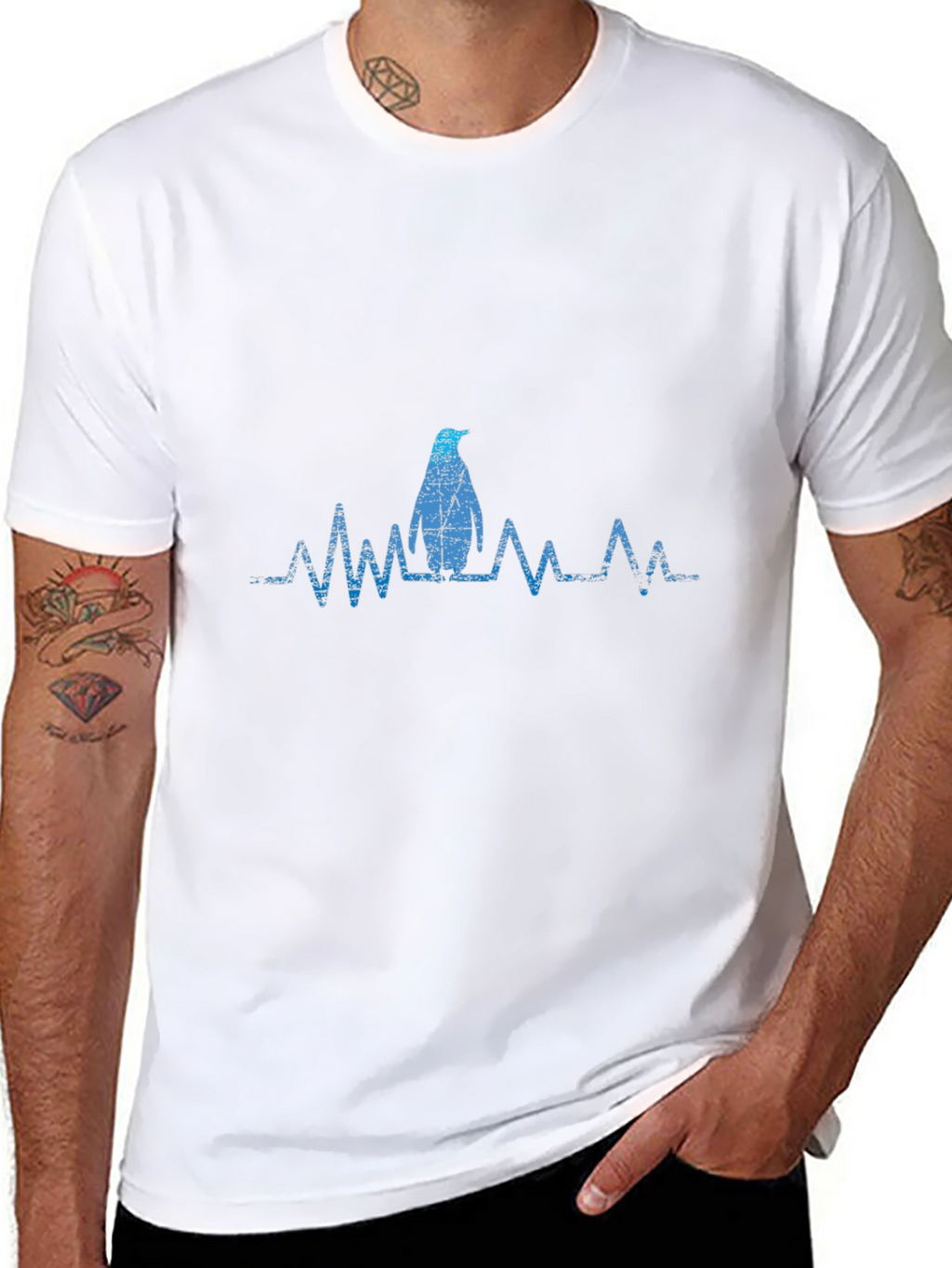 Penguin Heartbeat Graphic Tee - Cool Casual Style