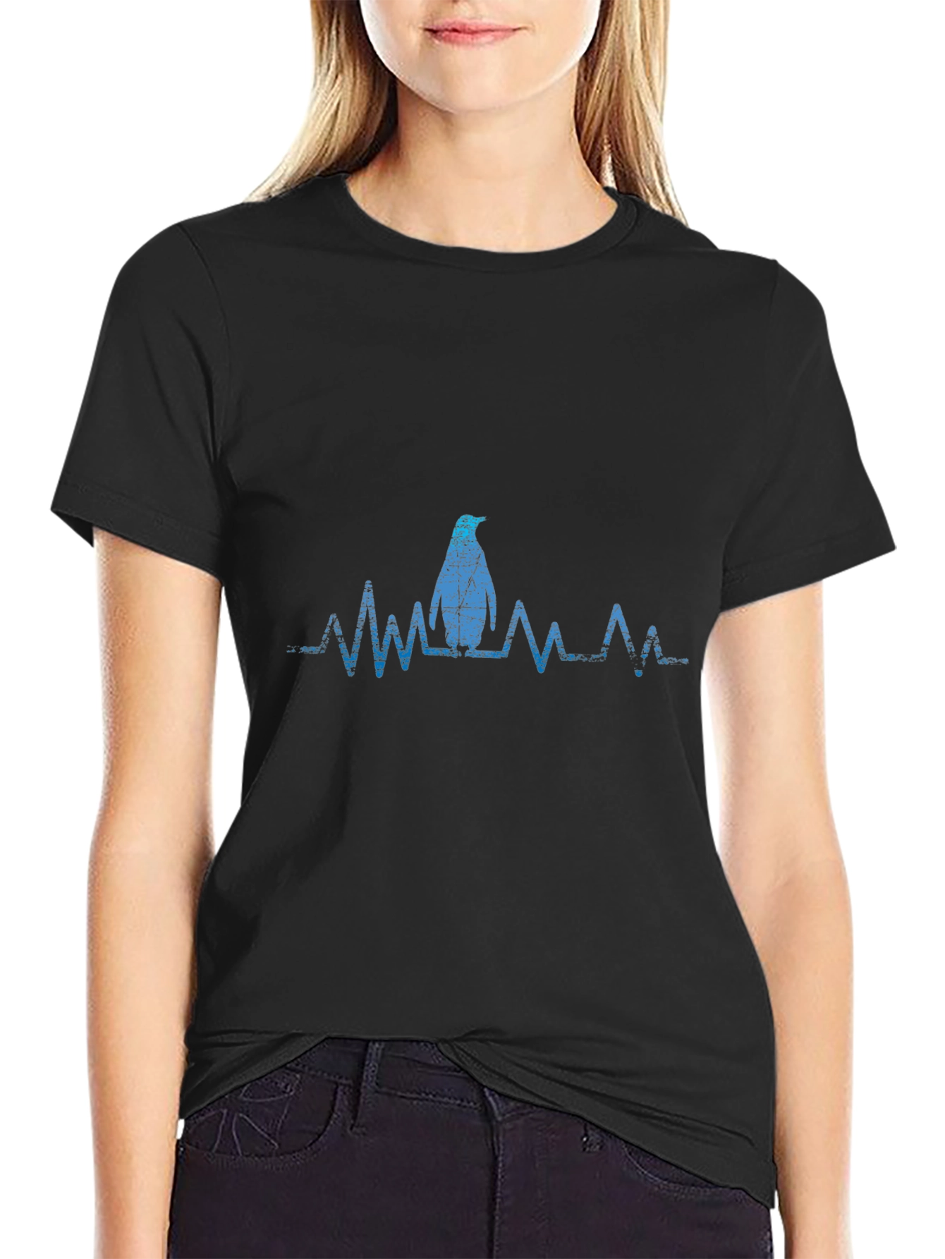 Penguin Heartbeat Graphic Tee - Cool Casual Style