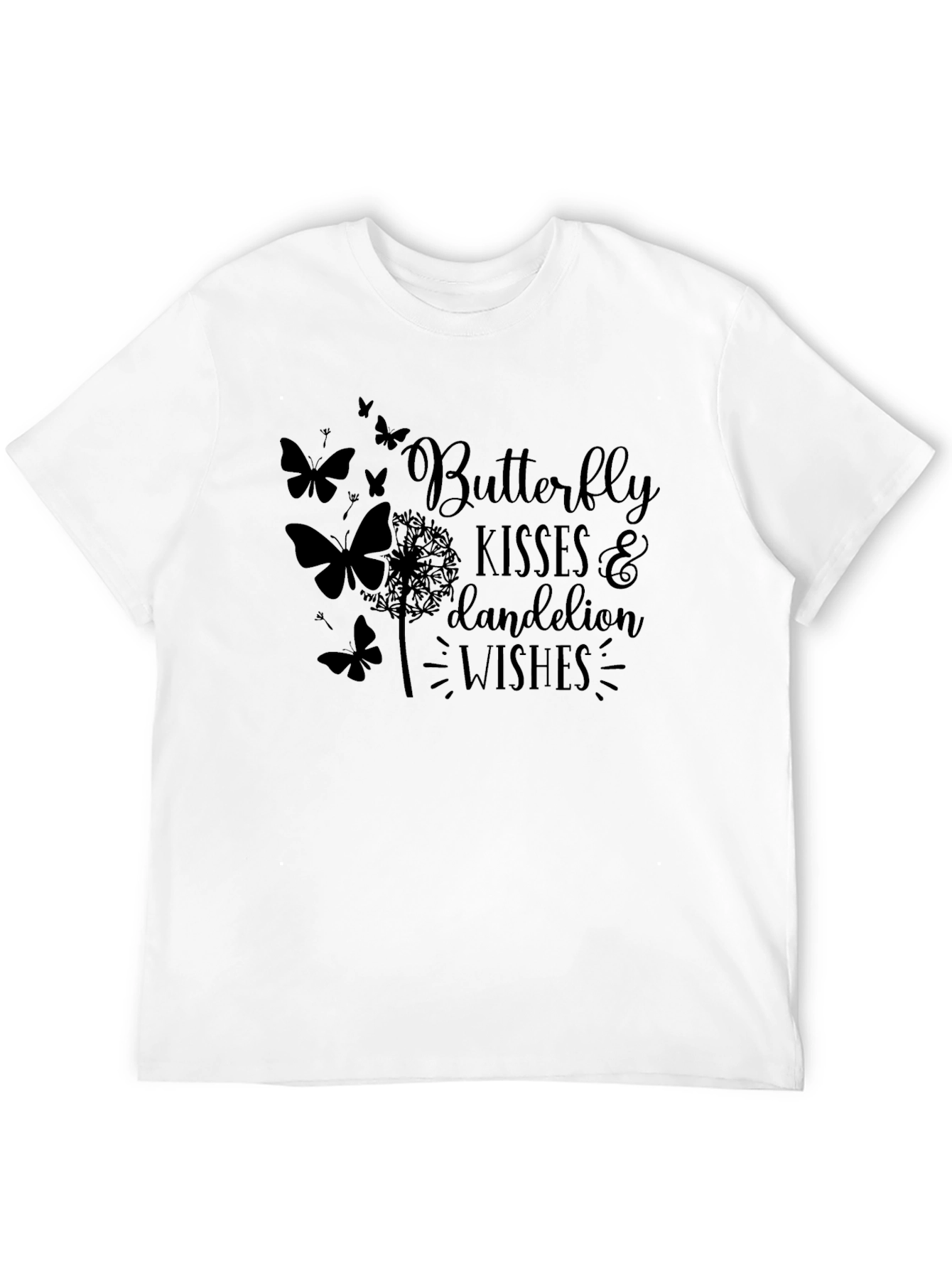 Butterfly Kisses & Dandelion Wishes Black T-Shirt