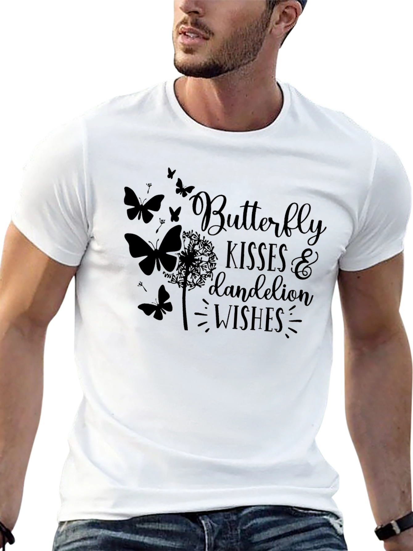 Butterfly Kisses & Dandelion Wishes Black T-Shirt
