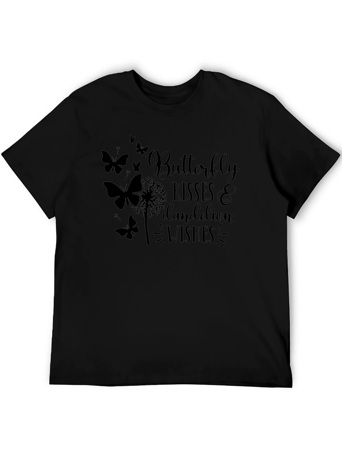 Butterfly Kisses & Dandelion Wishes Black T-Shirt