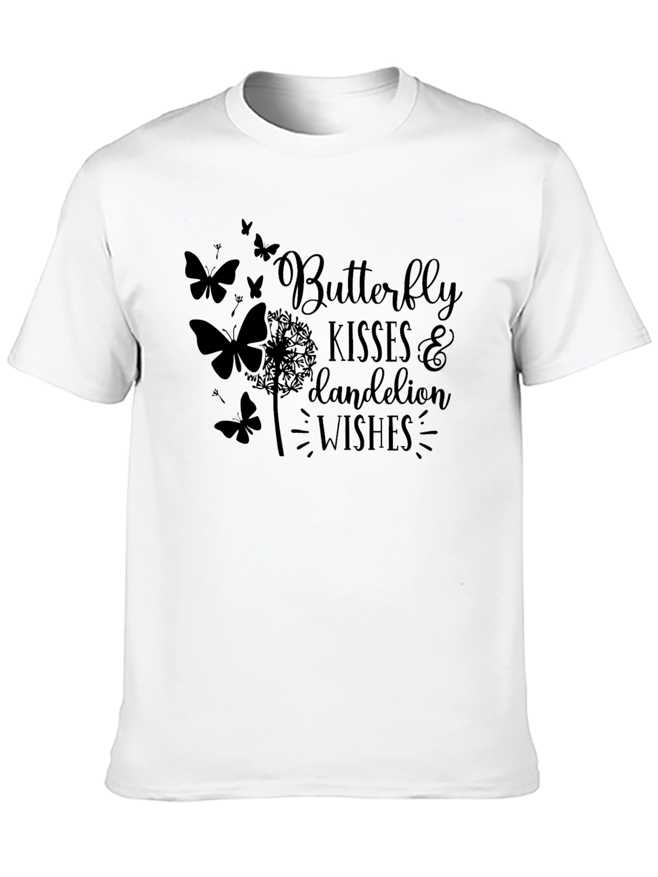 Butterfly Kisses & Dandelion Wishes Black T-Shirt