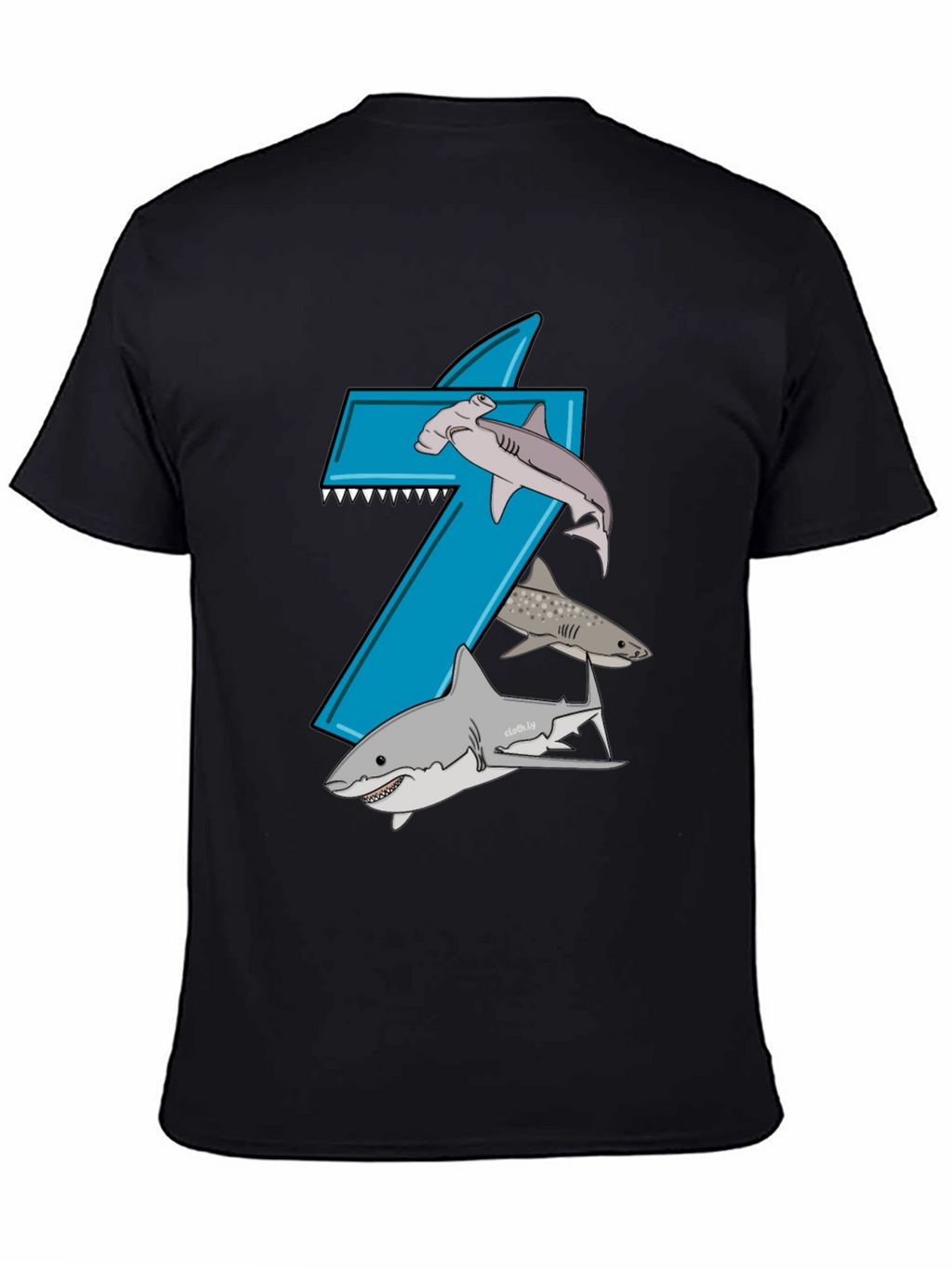 Shark-Themed Number 7 Birthday T-Shirt