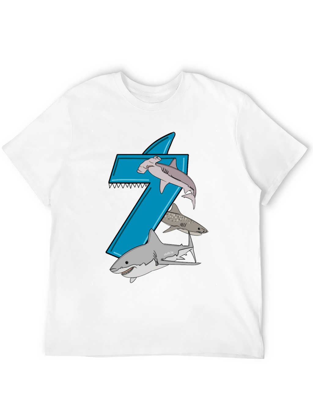 Shark-Themed Number 7 Birthday T-Shirt