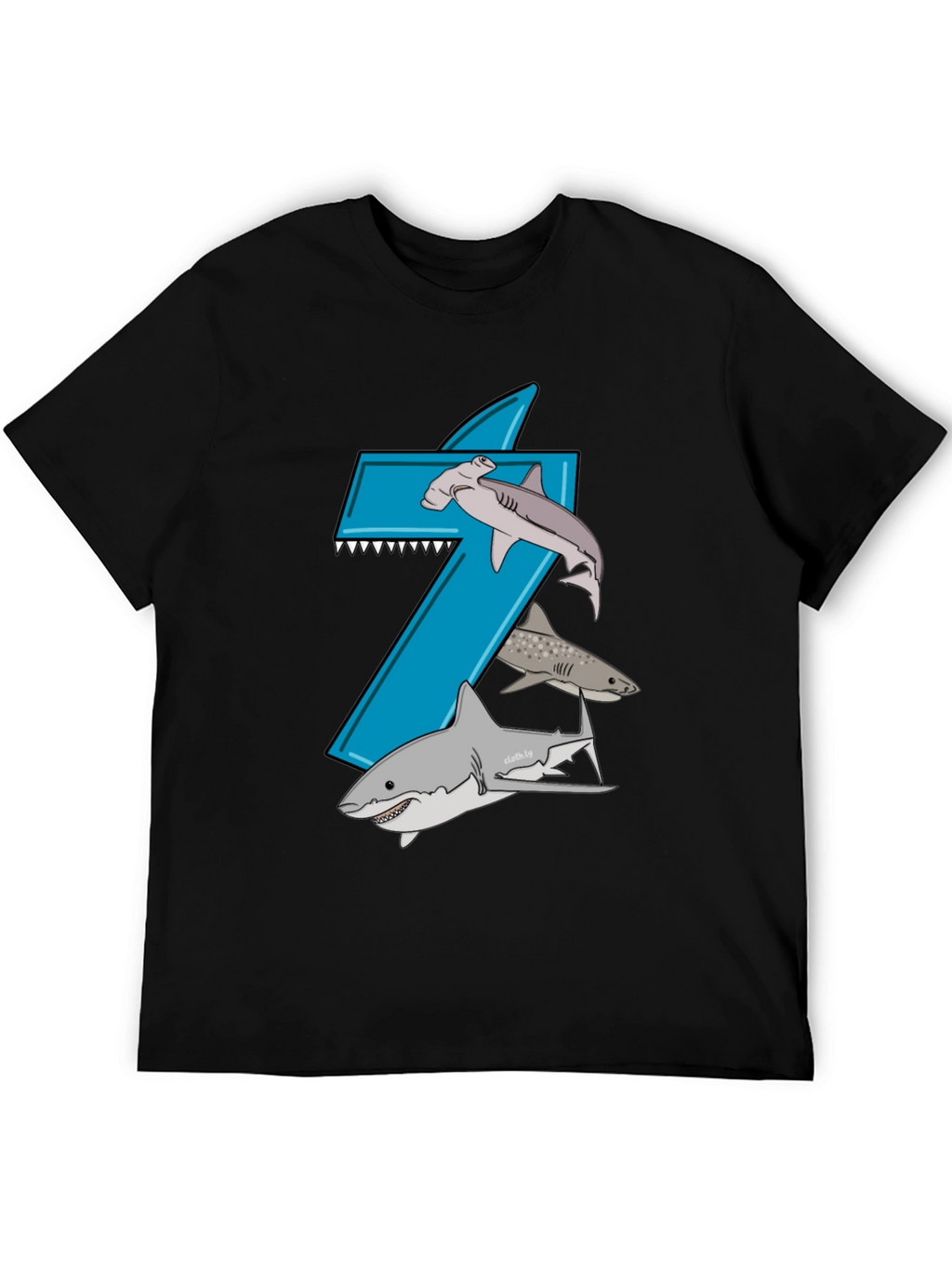 Shark-Themed Number 7 Birthday T-Shirt